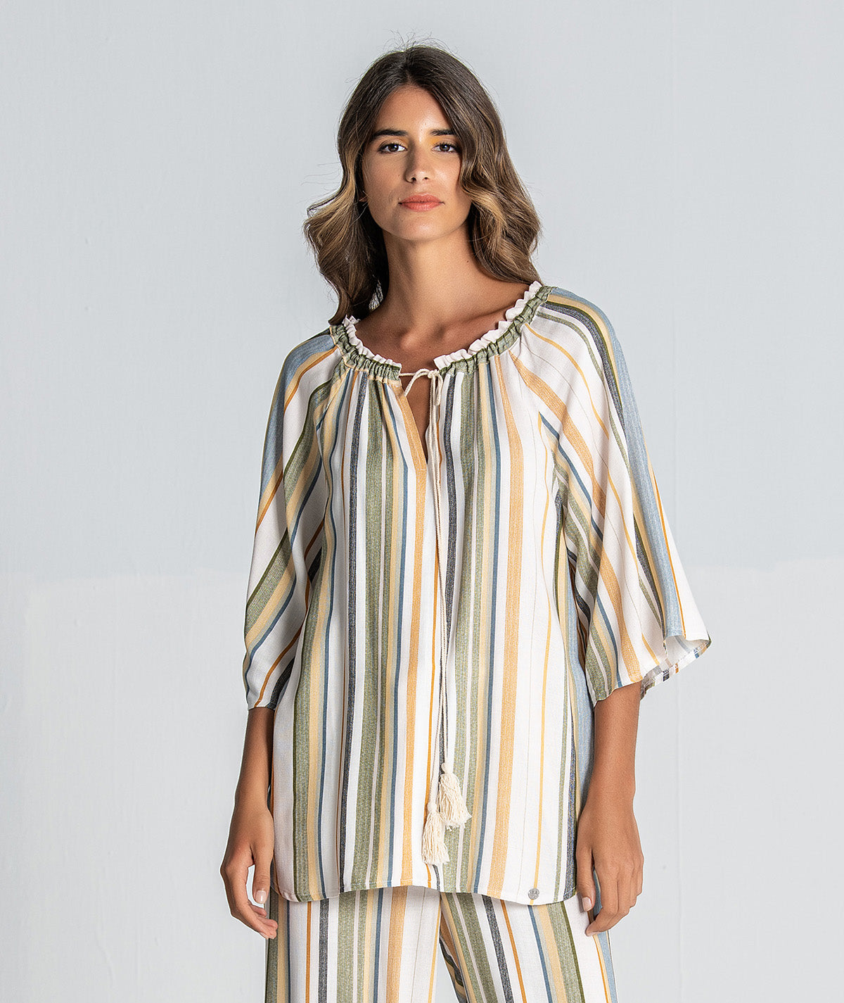 Blusa às riscas com cordão 2843