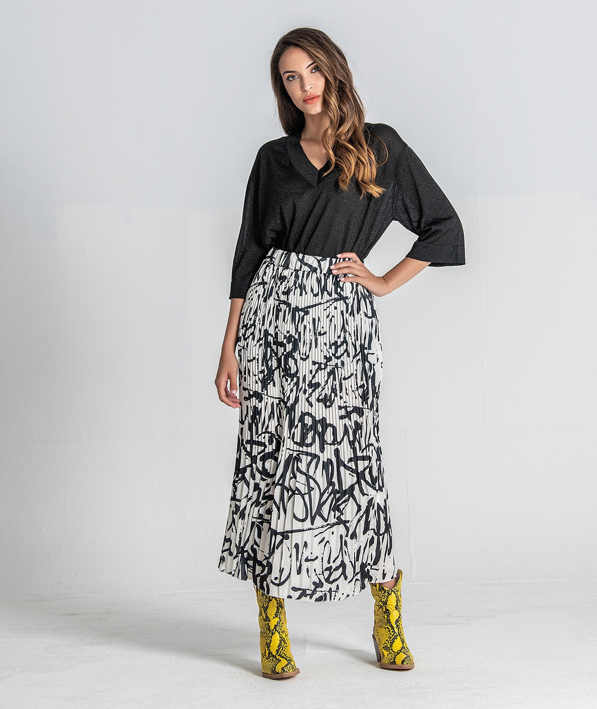 Saia plissada com motivo 2861