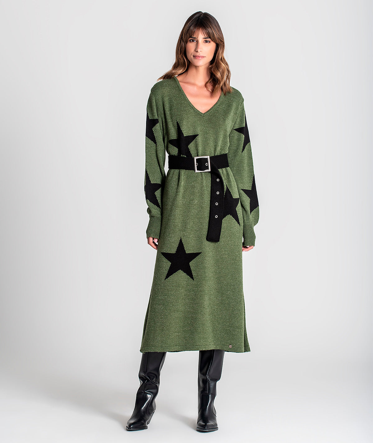 Vestido estrelas com cinto 3178