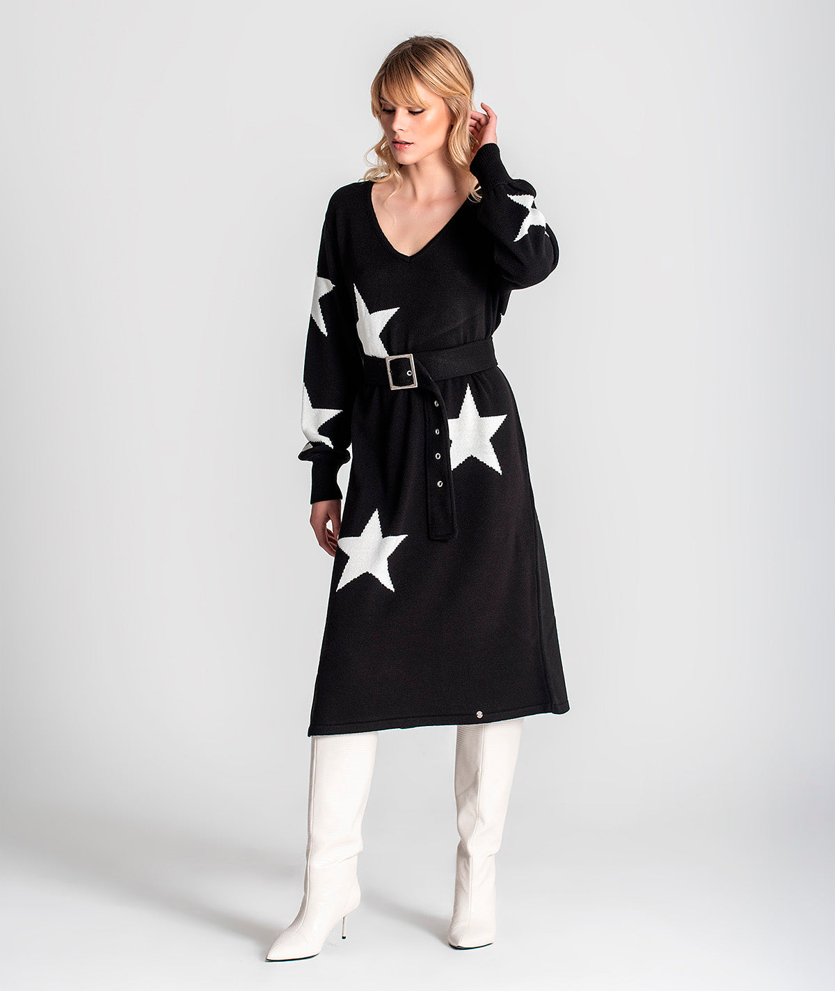Vestido estrelas com cinto 3178