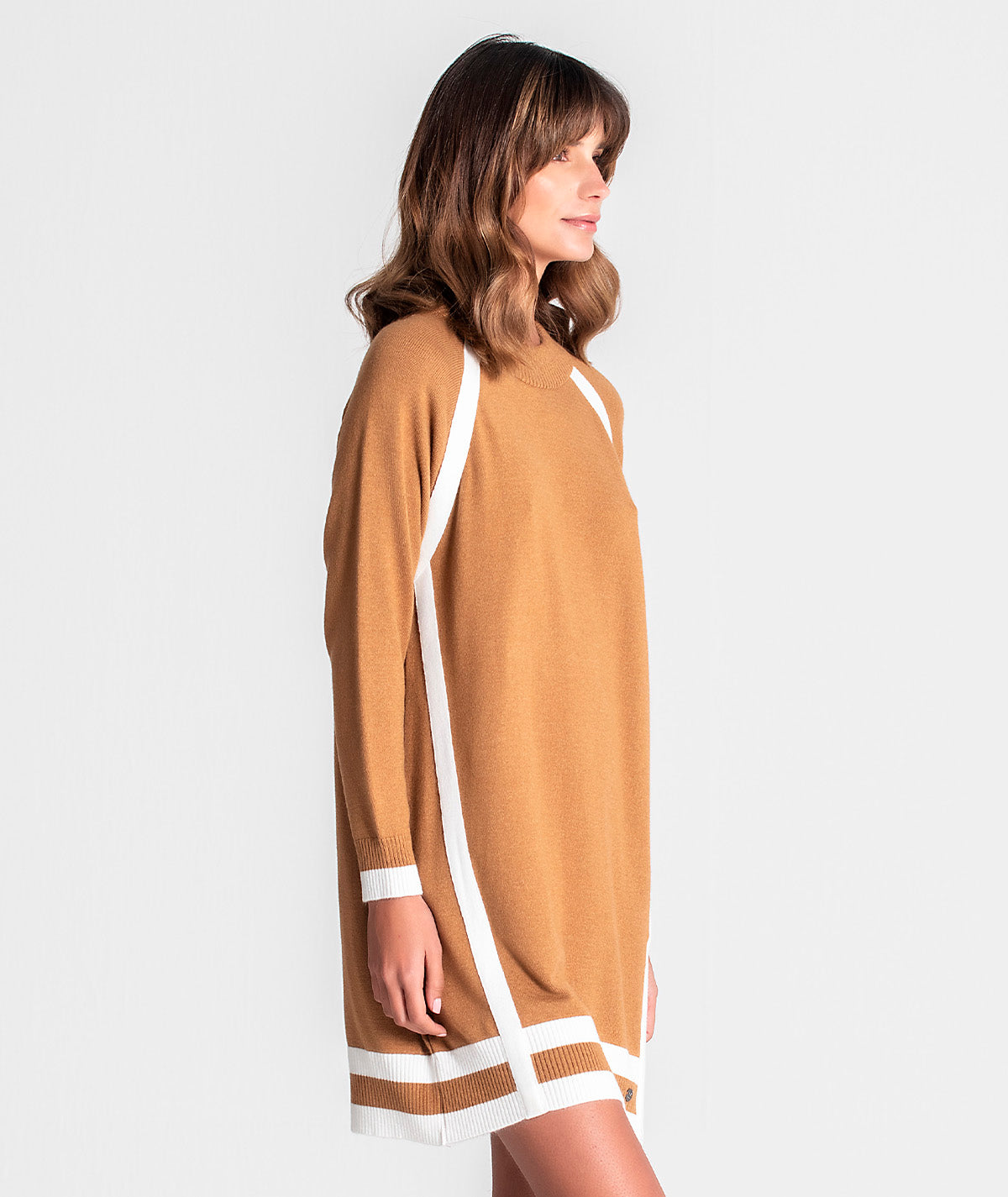 Vestido com riscas a contraste 3181