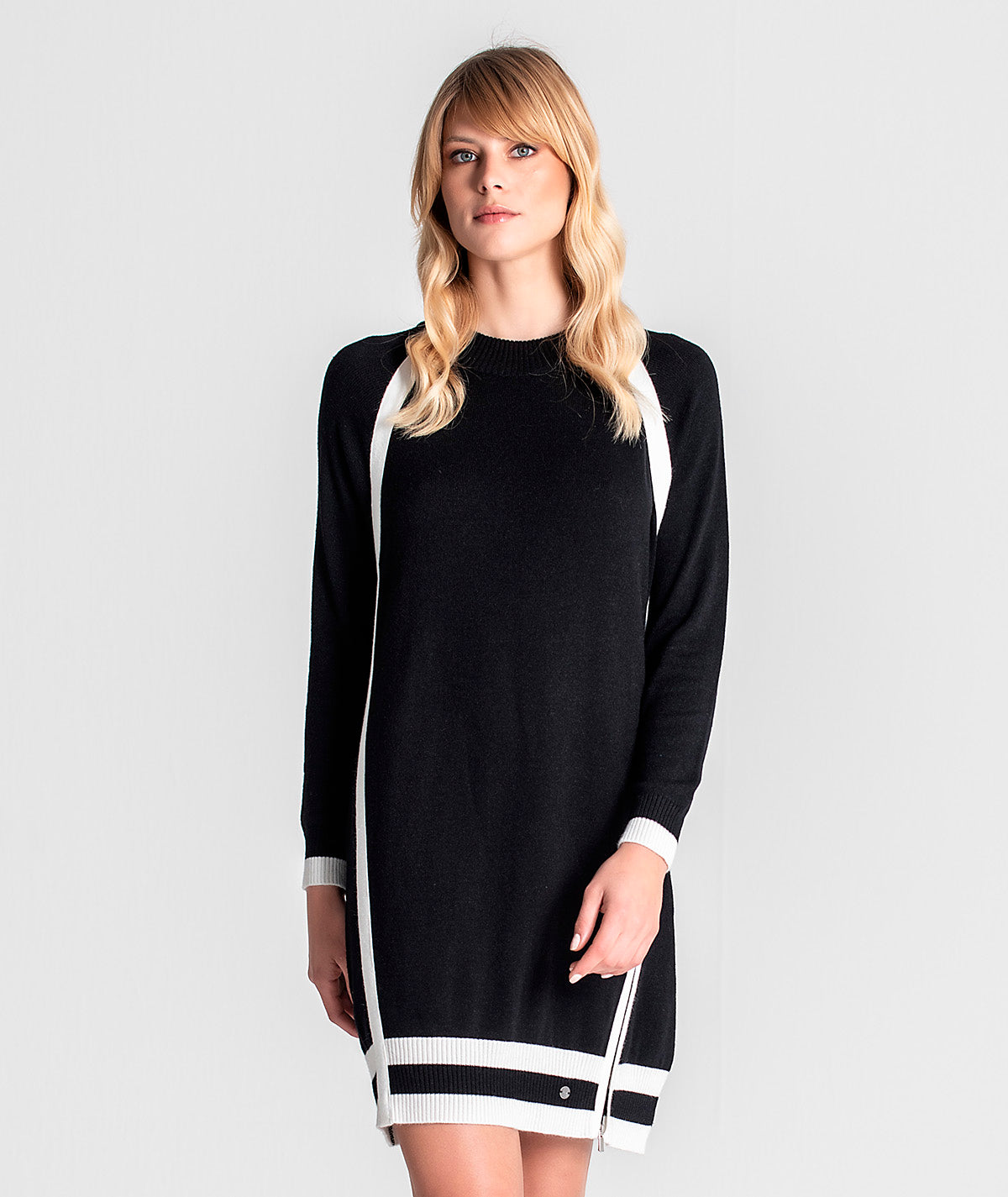Vestido com riscas a contraste 3181