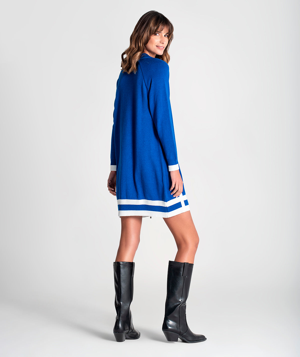 Vestido com riscas a contraste 3181