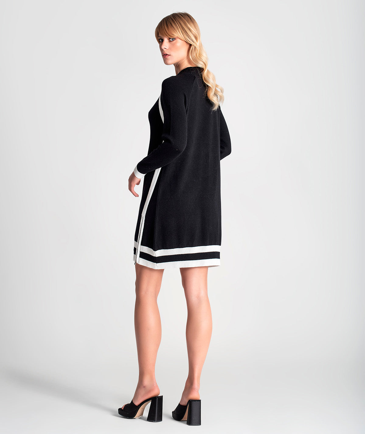 Vestido com riscas a contraste 3181