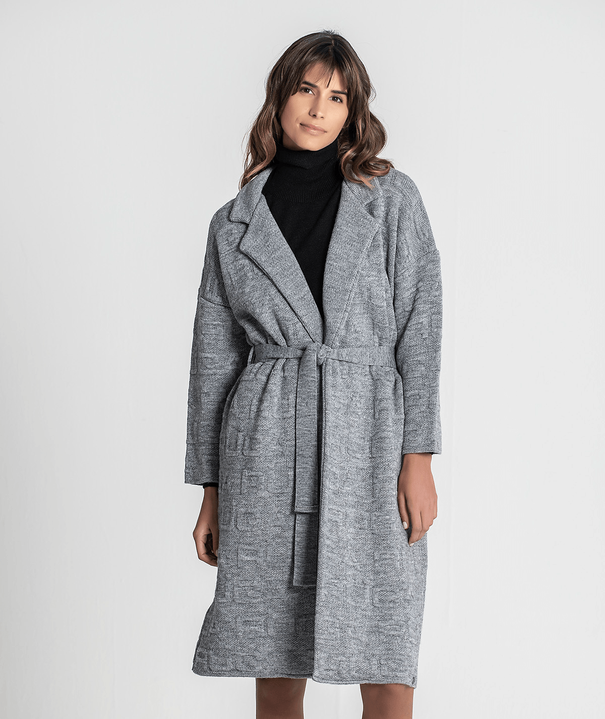 Casaco compirdo jacquard ruga em relevo 3252