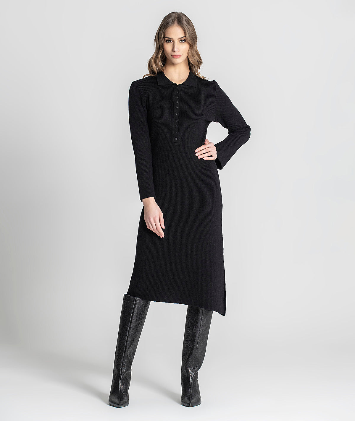 Vestido assimétrico com botões 3265
