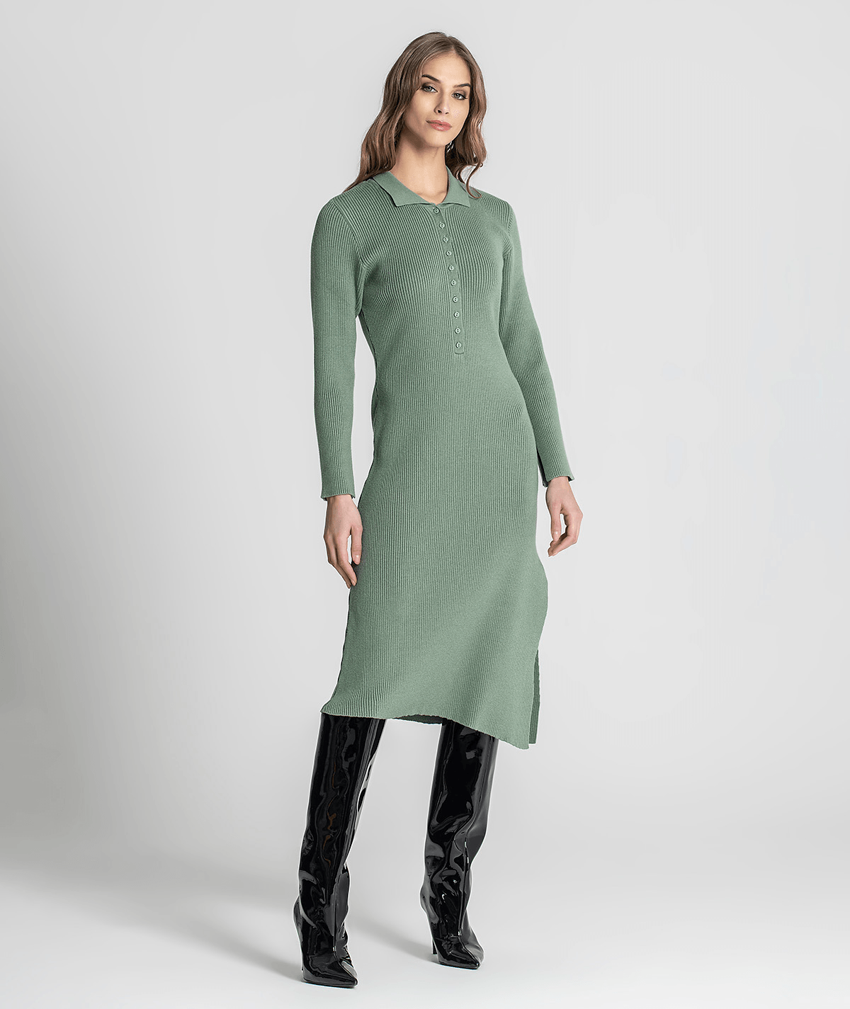 Vestido assimétrico com botões 3265