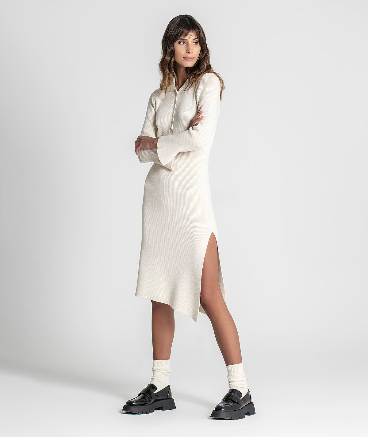 Vestido assimétrico com botões 3265