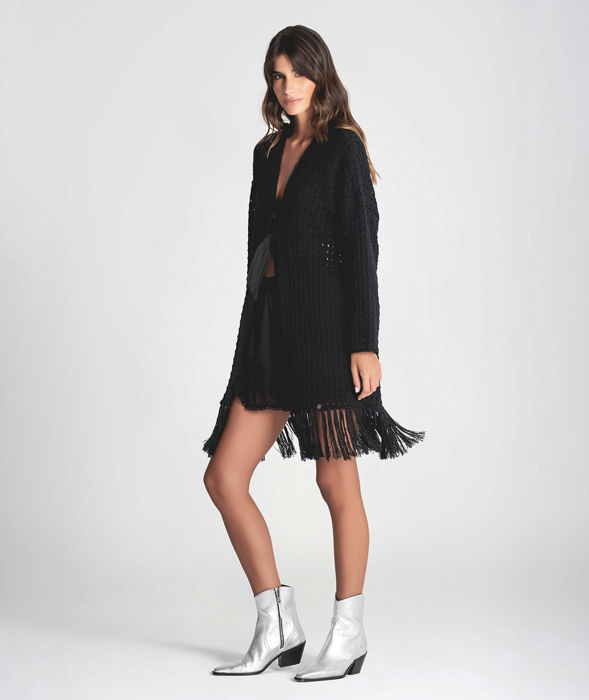 Perforated jacket with fringe 3290
