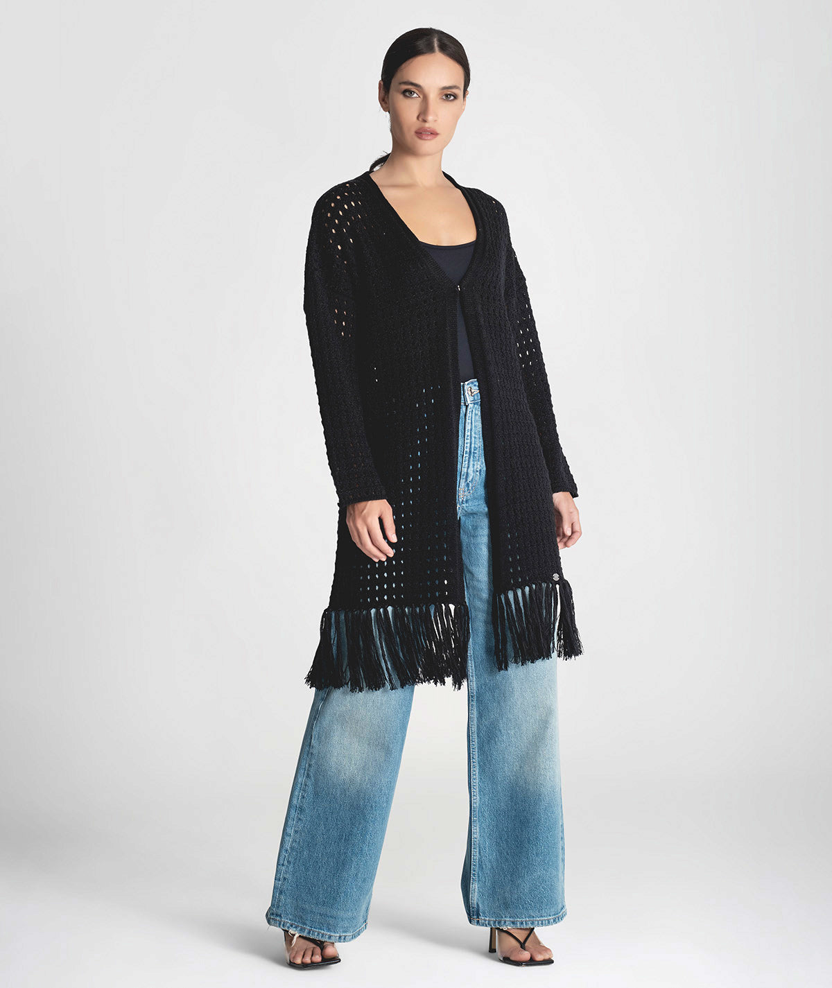 Perforated jacket with fringe 3290