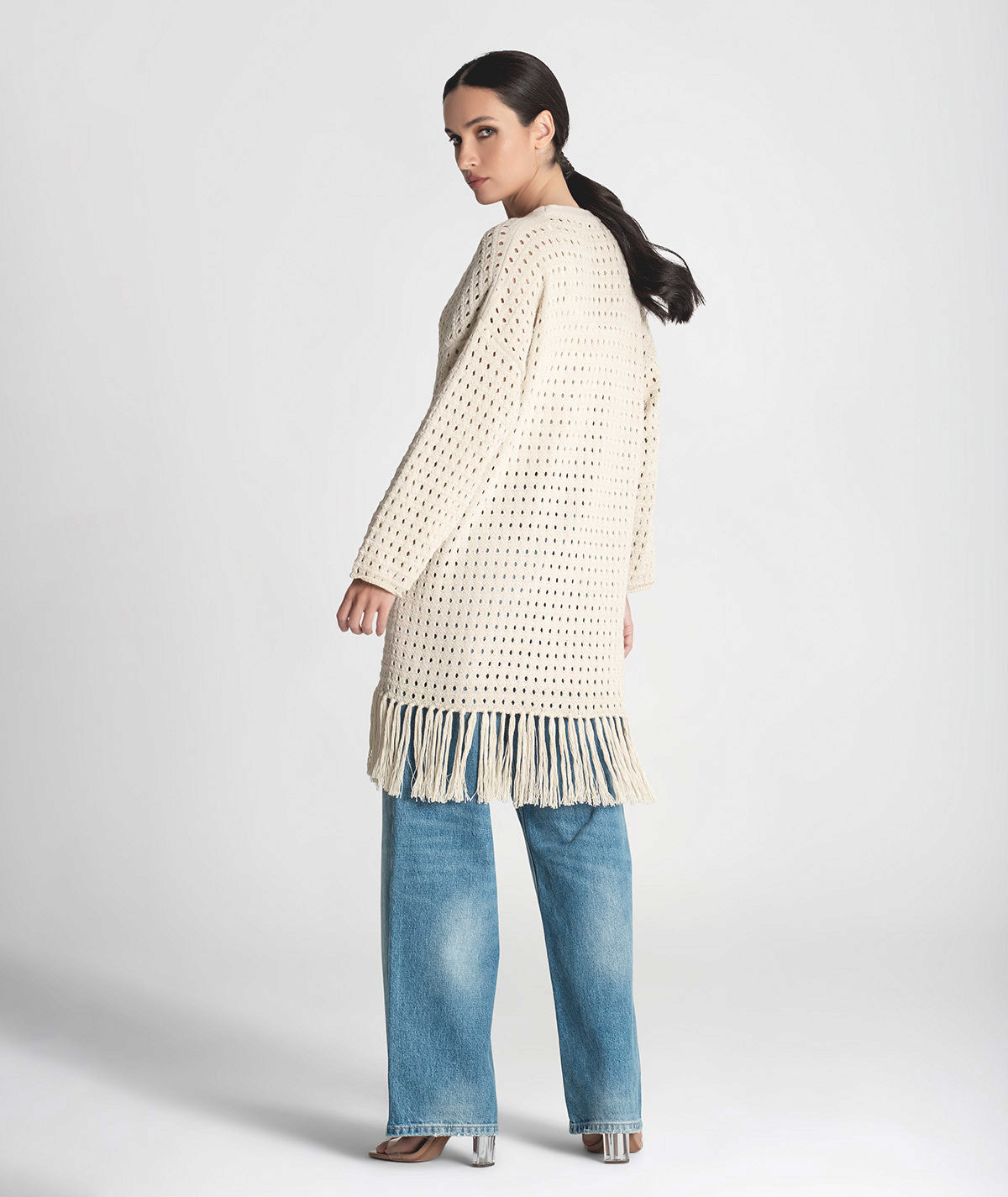 Perforated jacket with fringe 3290