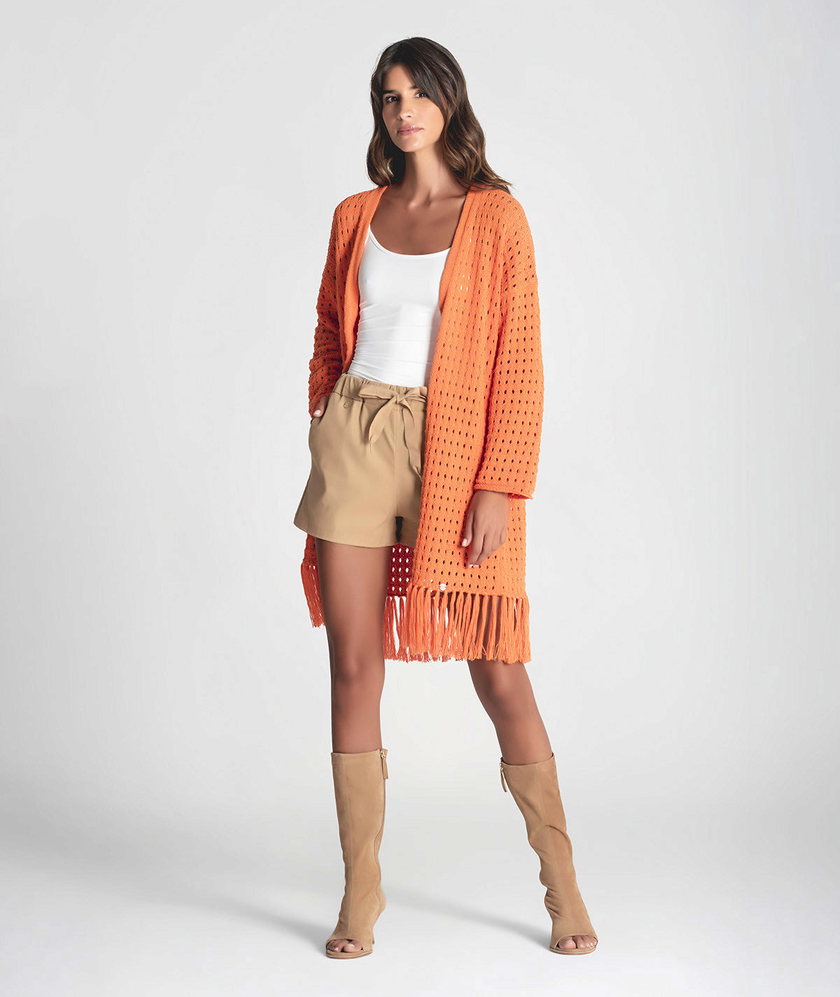 Perforated jacket with fringe 3290