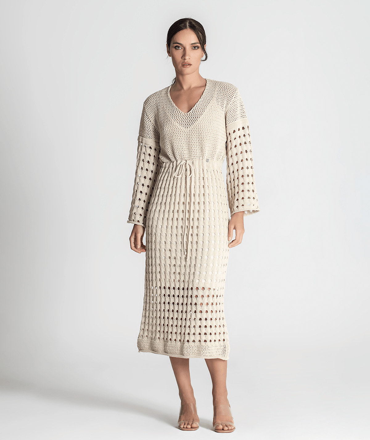 Vestido perfurado com cordão 3291