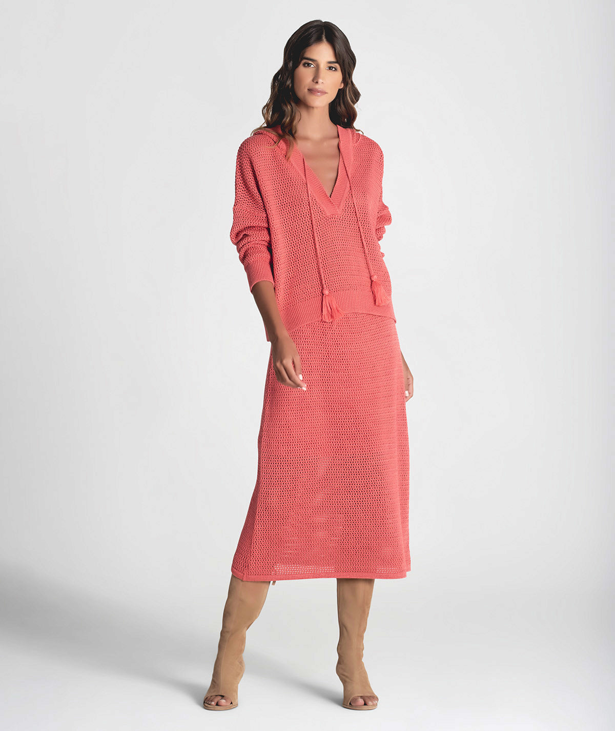 Camisola brilho perfurada com capucho 3293