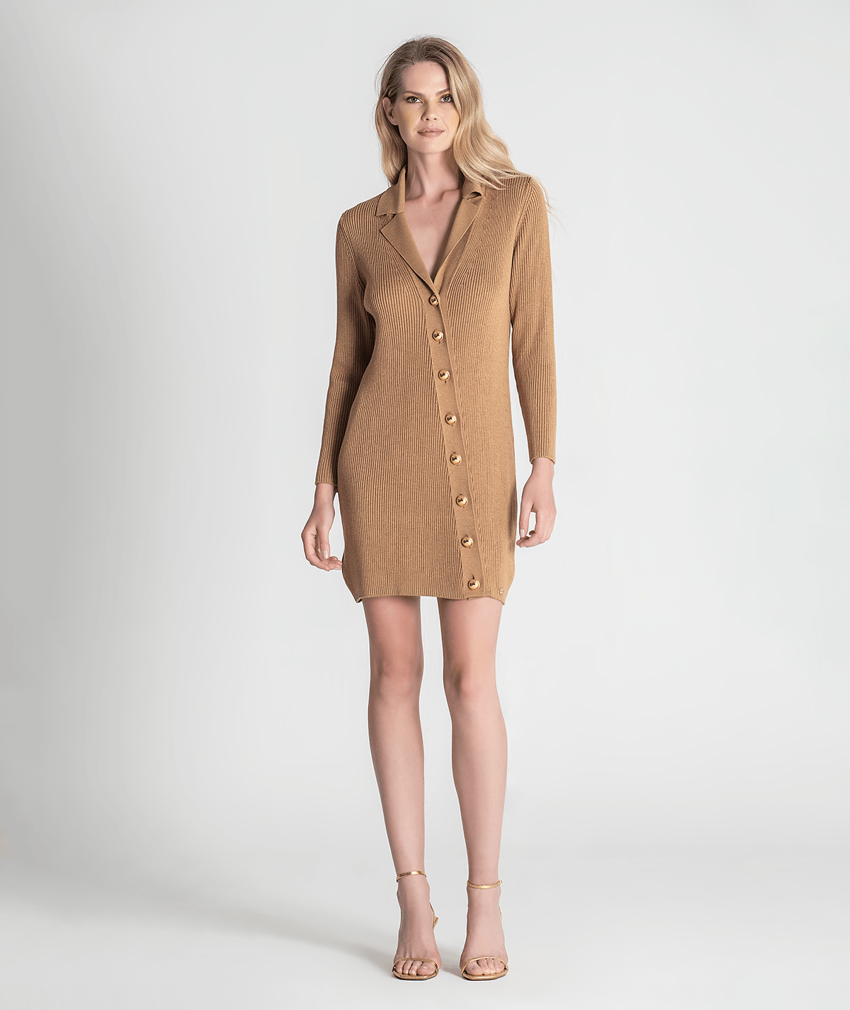 Vestido com botões dourados 3319