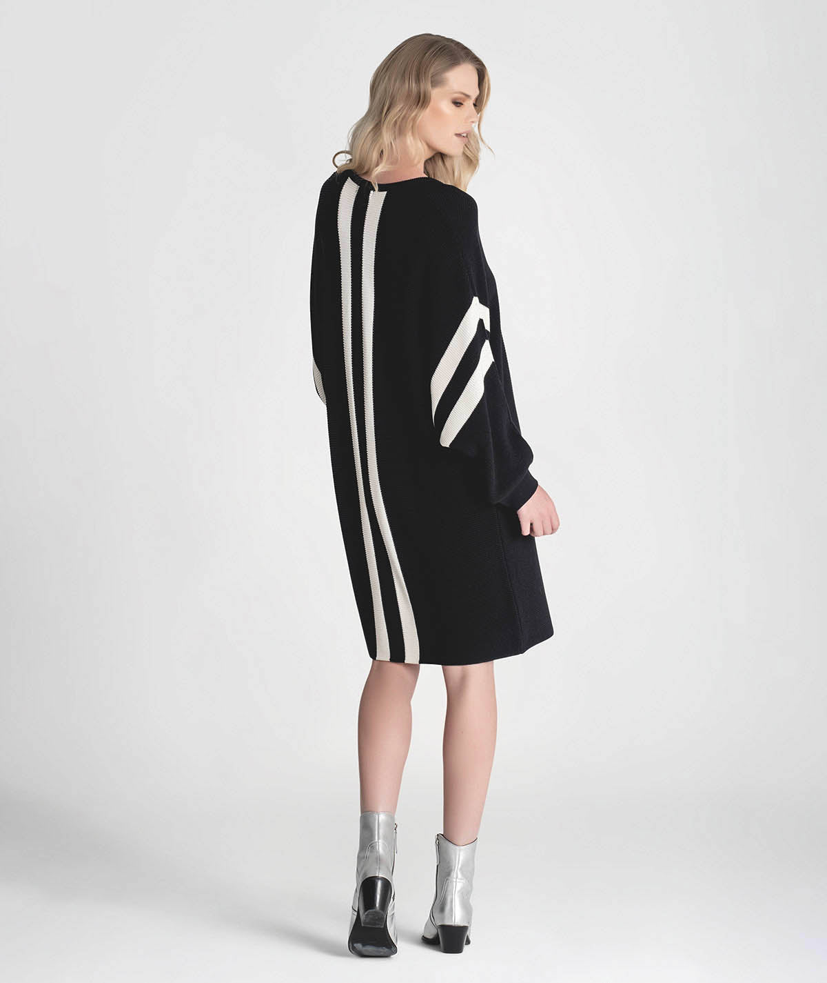 Vestido canelado com risca na frente 3324