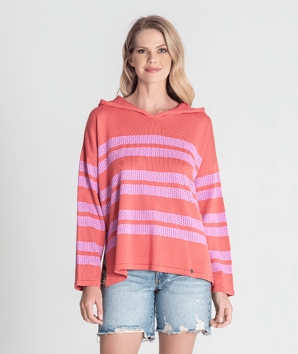 Striped perforated sweater 3329