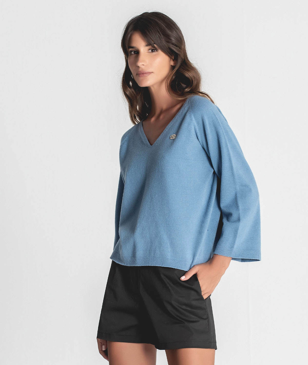 Camisola decote em v com detalhe 3330