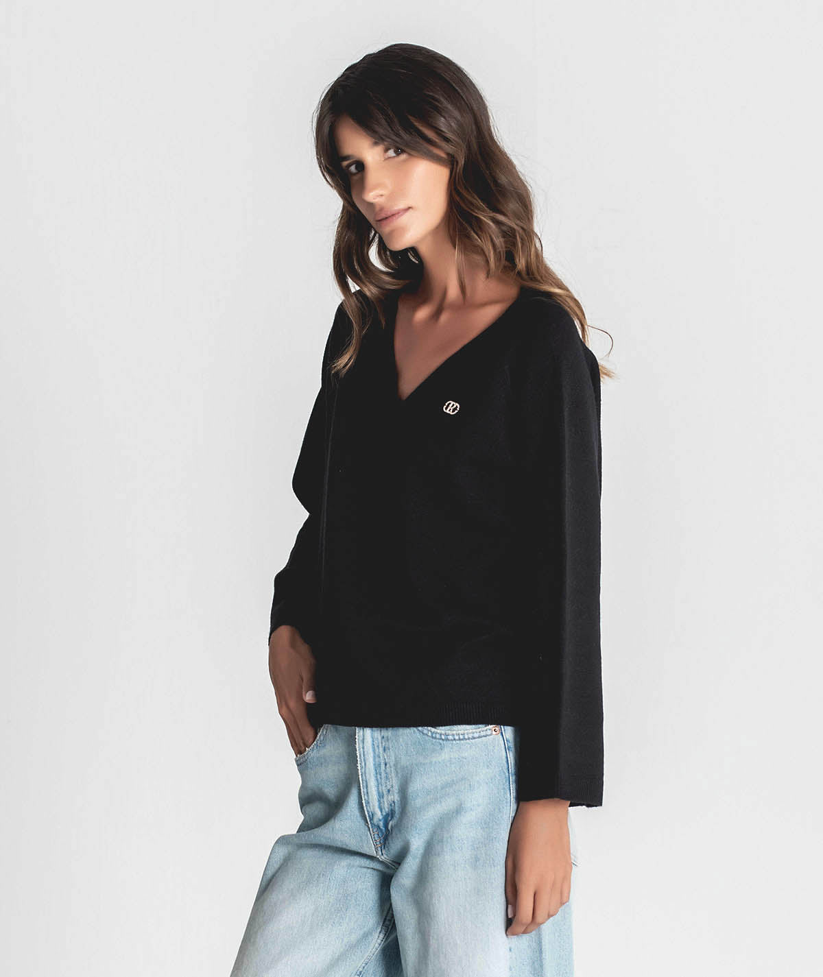 Camisola decote em v com detalhe 3330