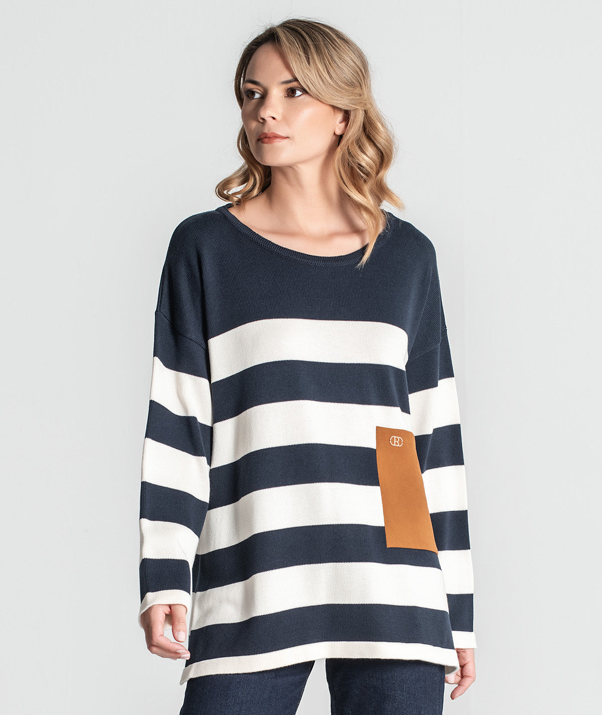 Camisola riscas com bolso 3355