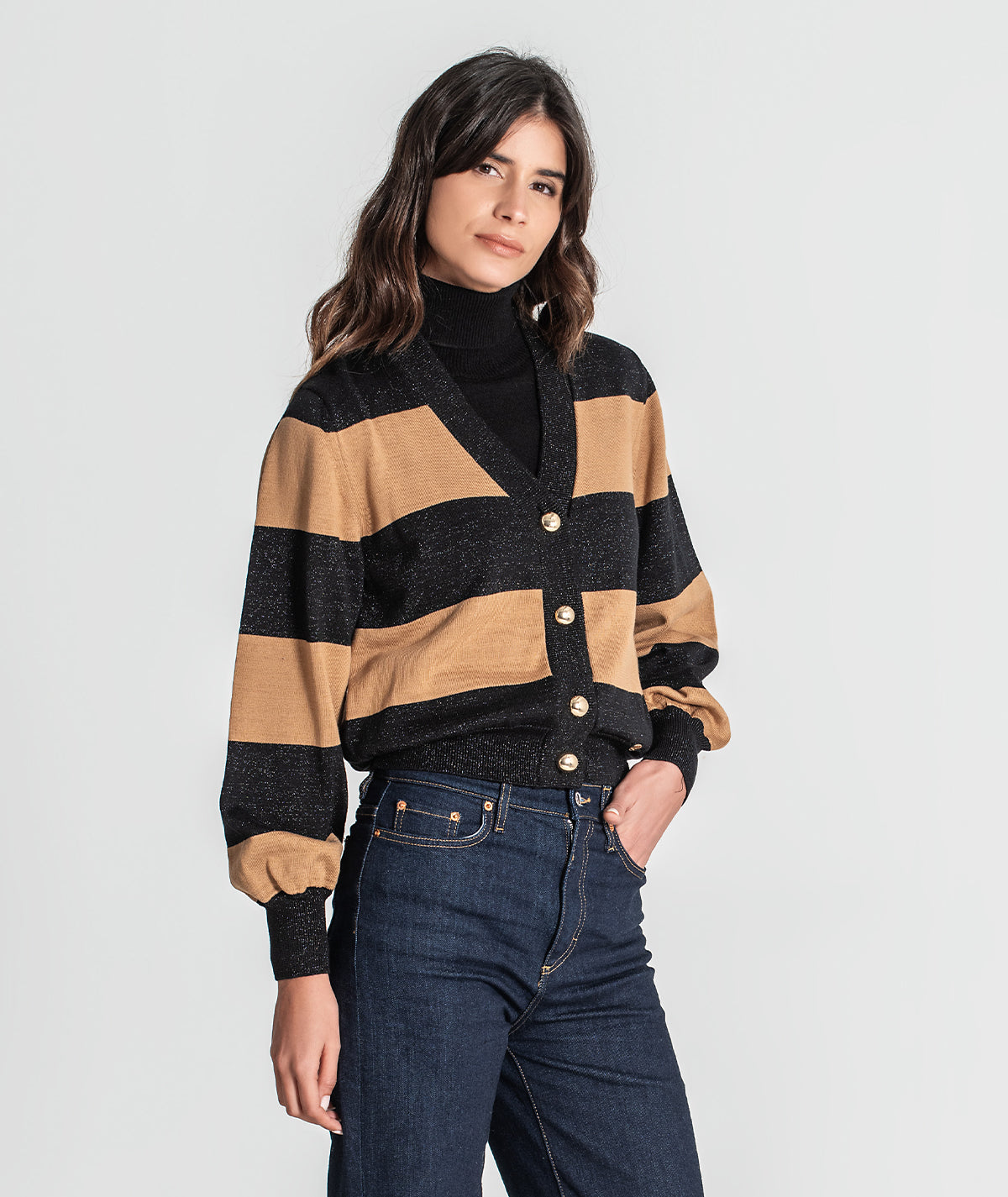 Casaco riscas com lurex 3356