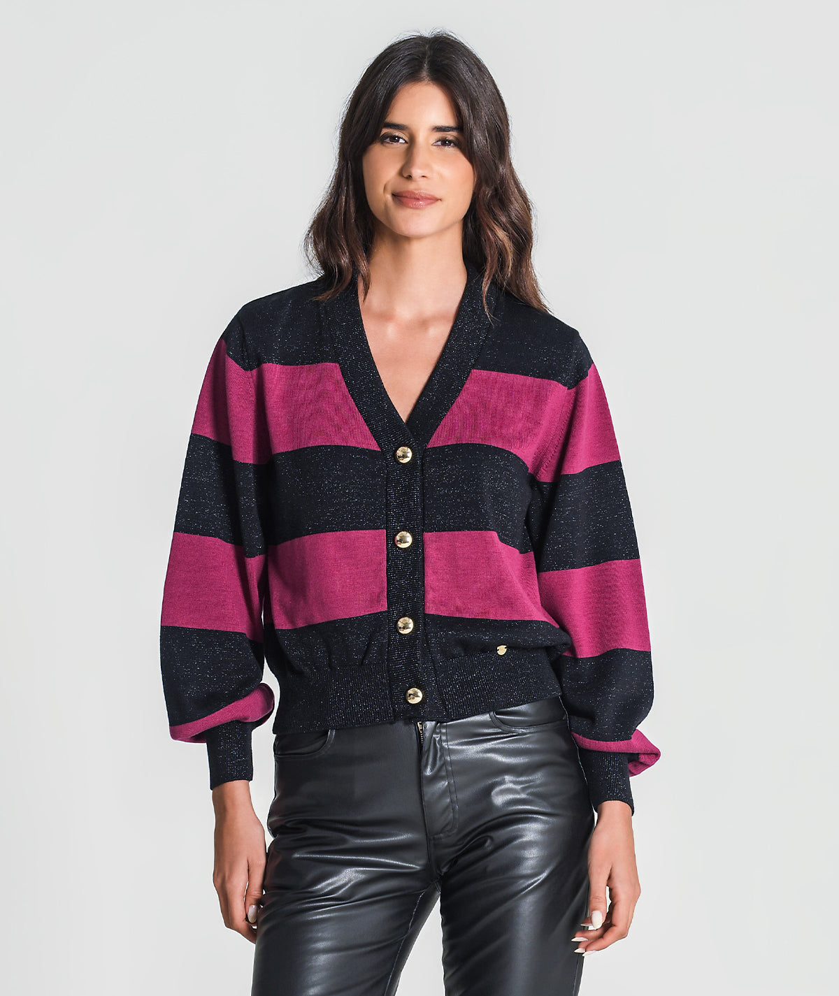 Casaco riscas com lurex 3356