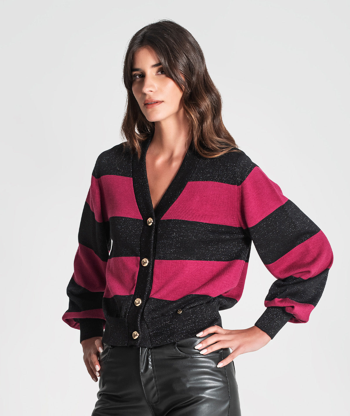 Casaco riscas com lurex 3356