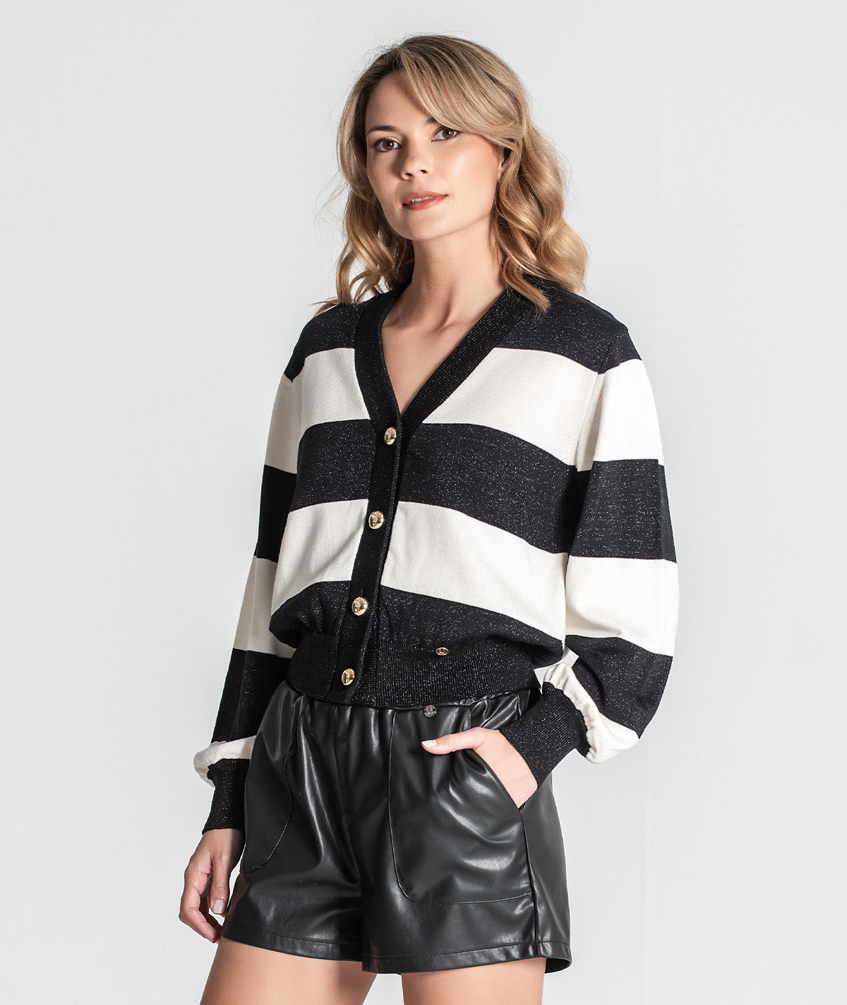 Casaco riscas com lurex 3356