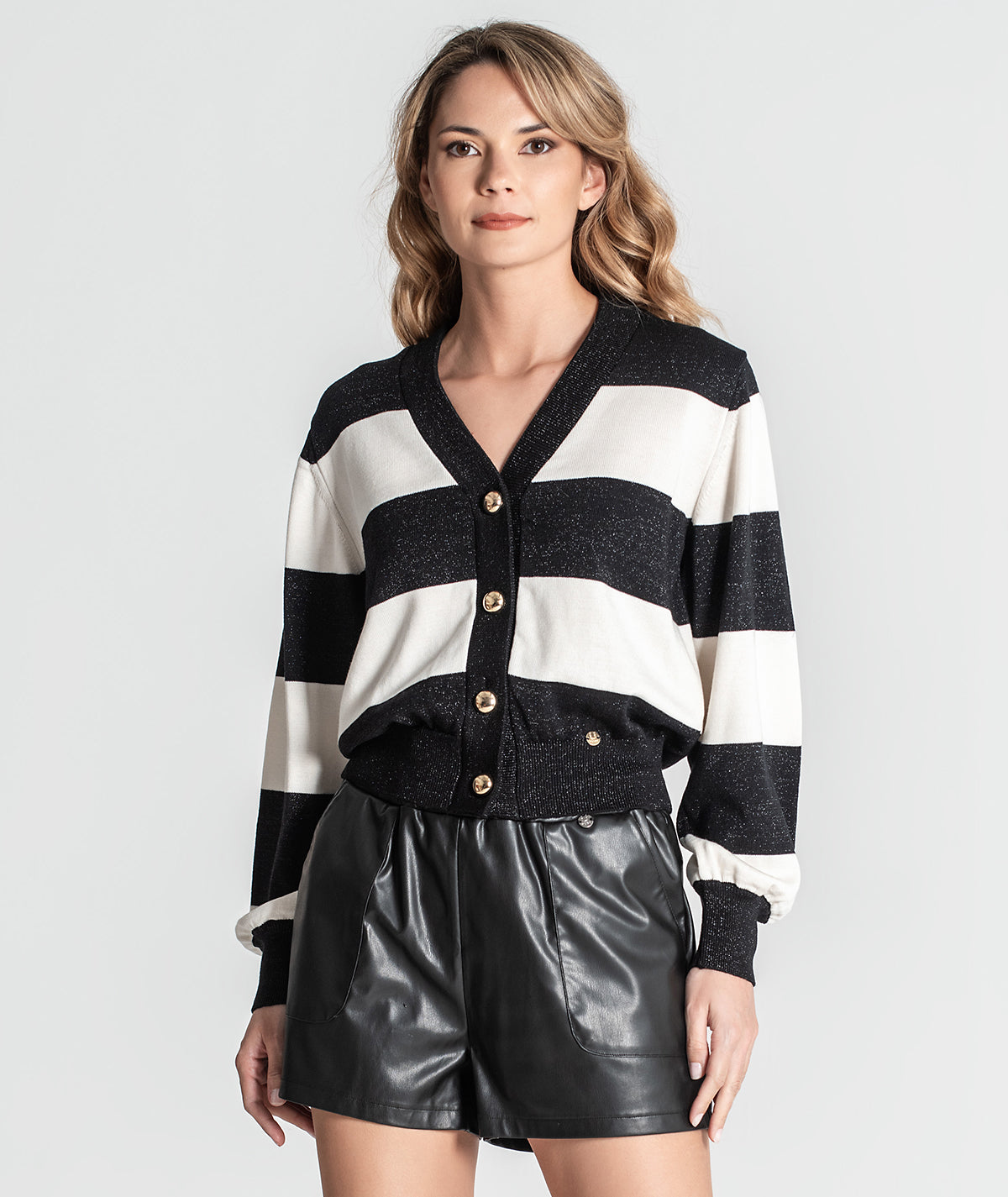 Casaco riscas com lurex 3356