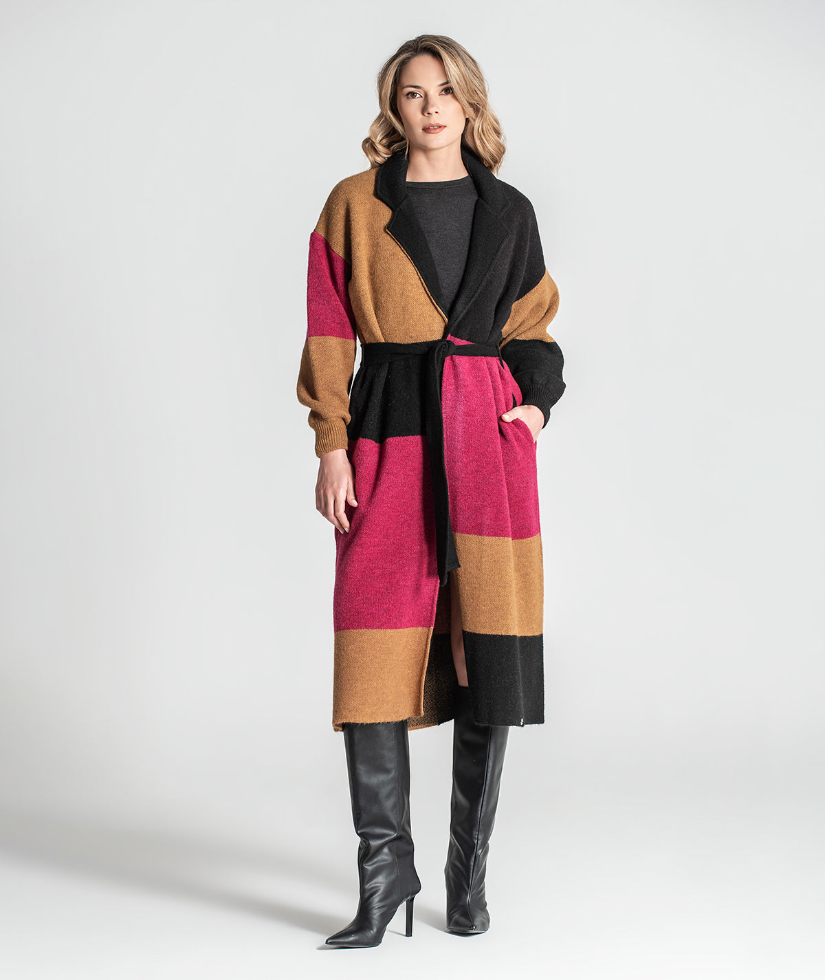 Casaco comprido colorblock 3359