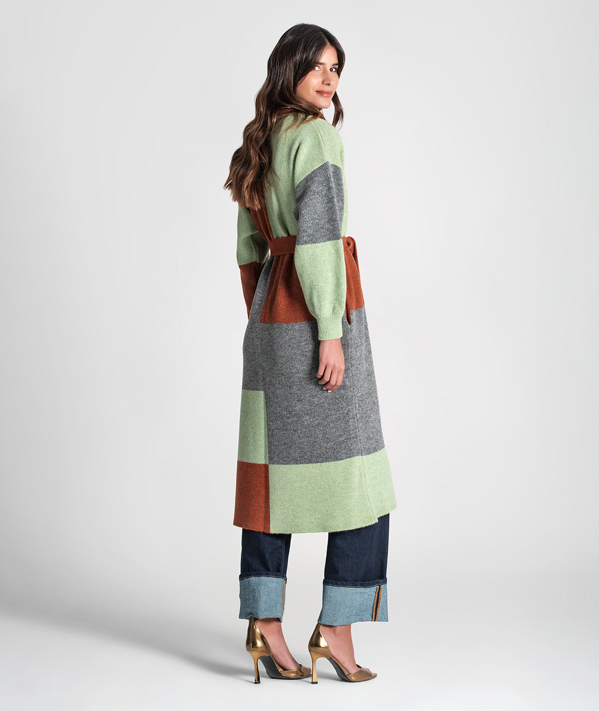 Casaco comprido colorblock 3359