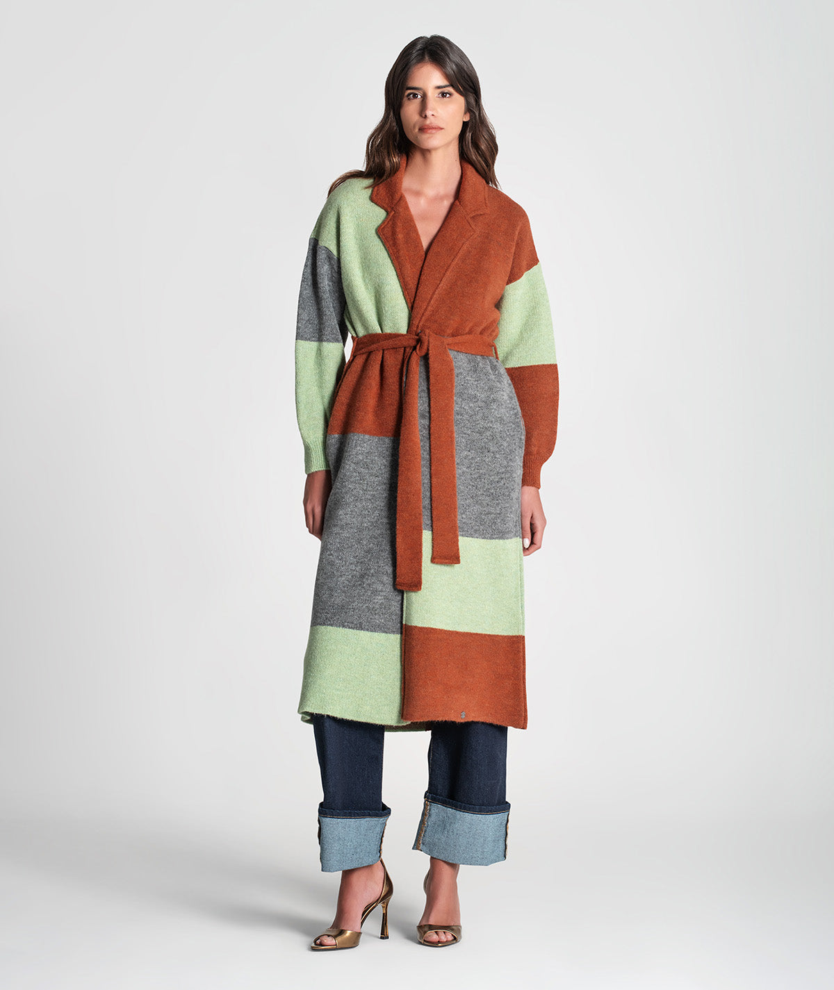 Casaco comprido colorblock 3359