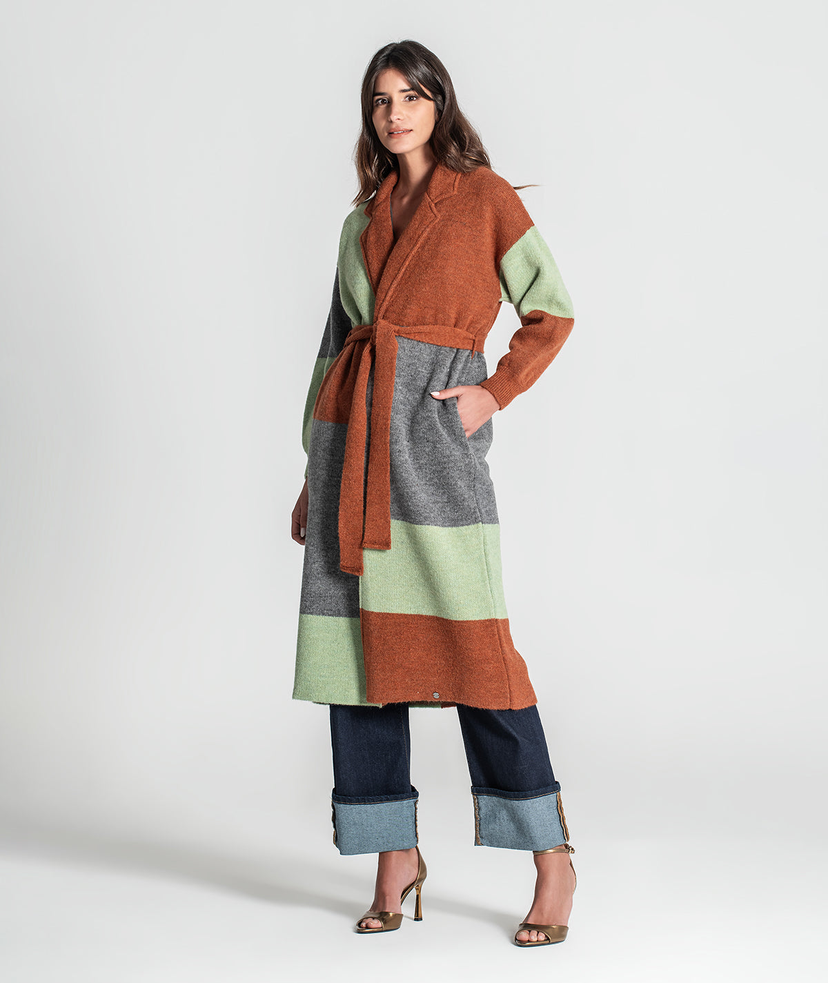 Casaco comprido colorblock 3359