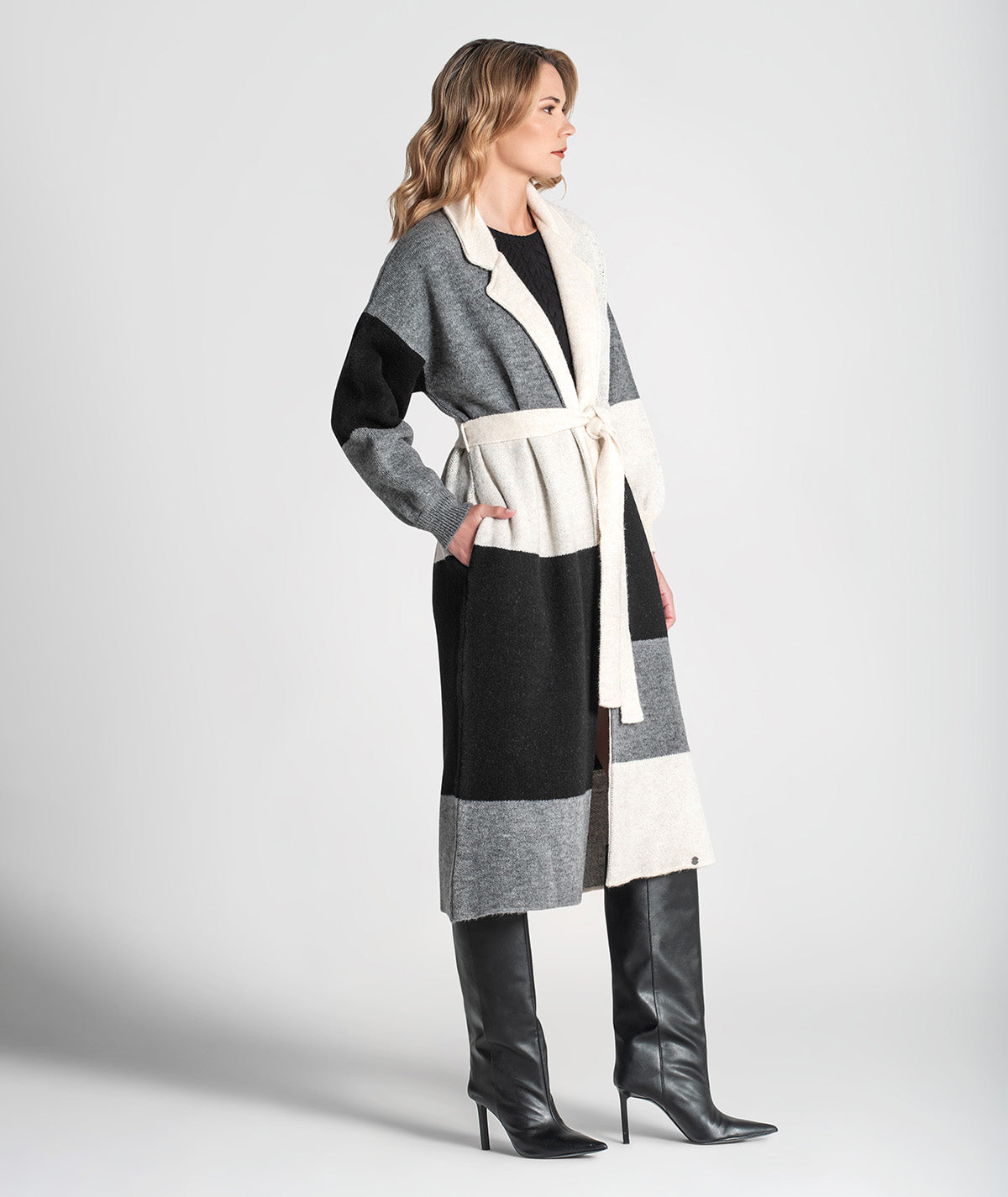 Casaco comprido colorblock 3359