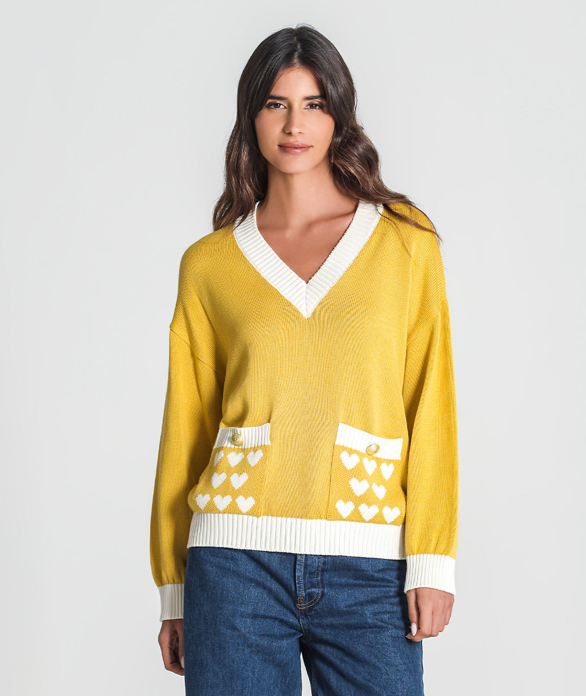 Camisola corações nos bolsos 3364