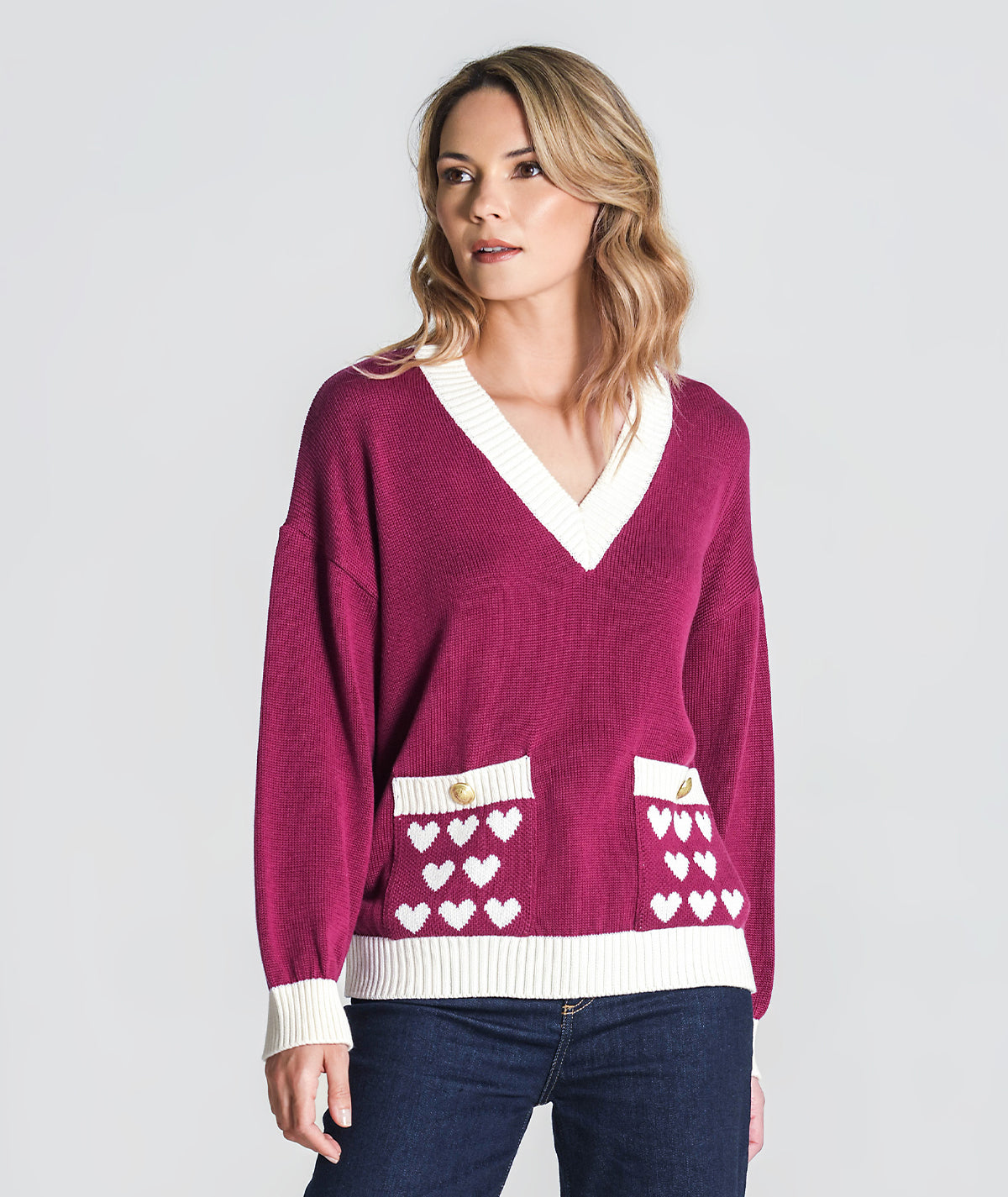 Camisola corações nos bolsos 3364