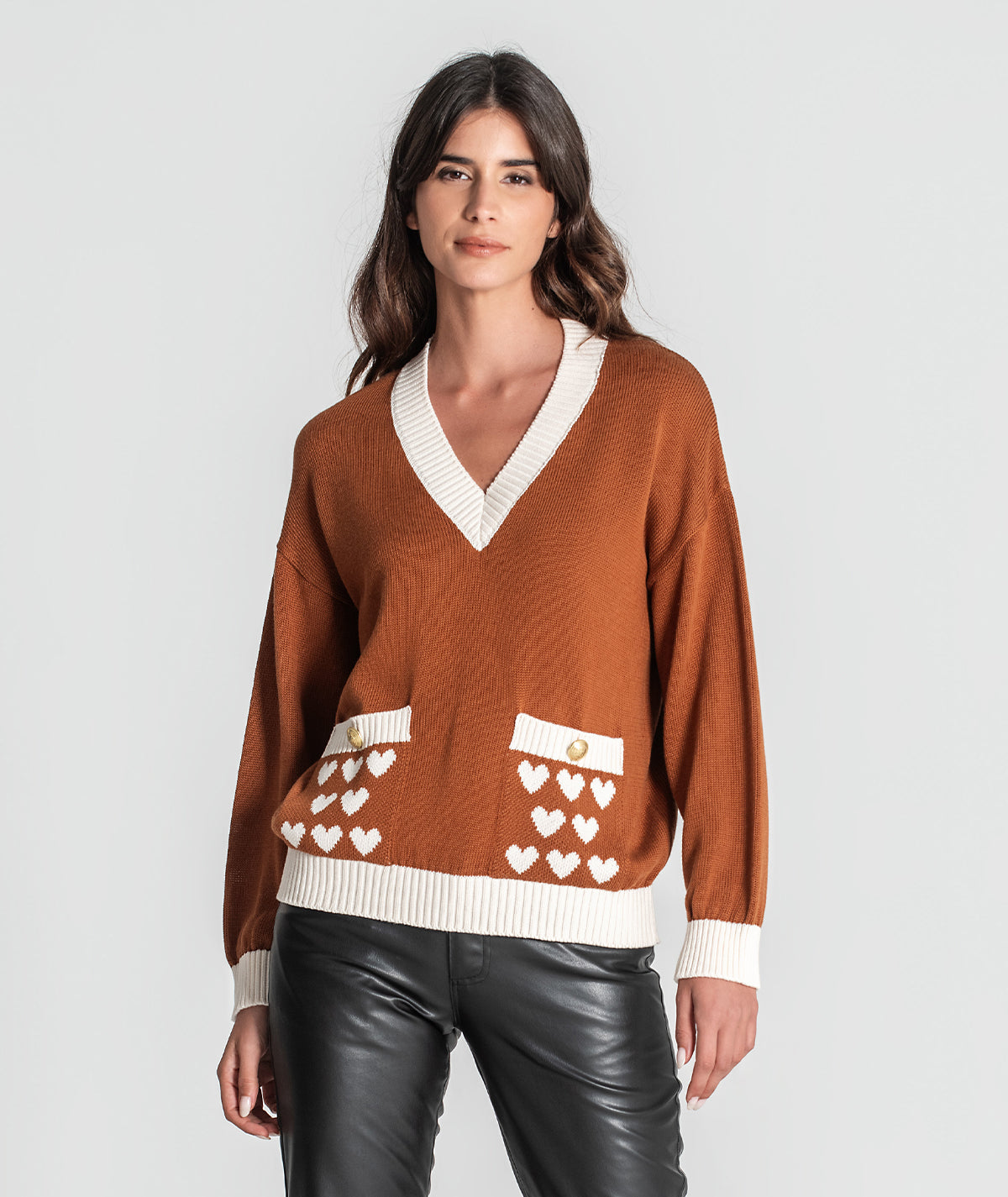 Camisola corações nos bolsos 3364