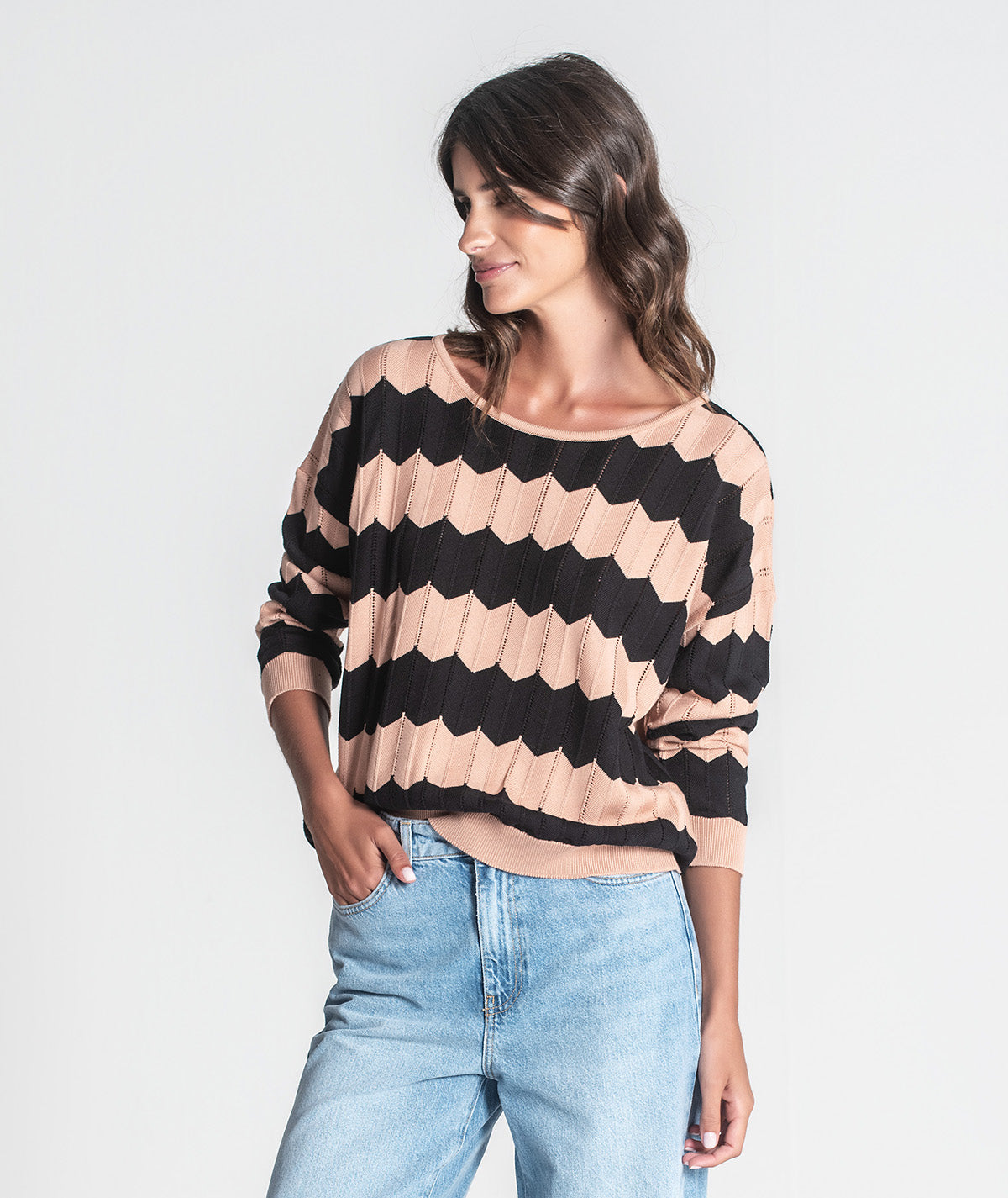 Camisola zigzag com perfurados 3382