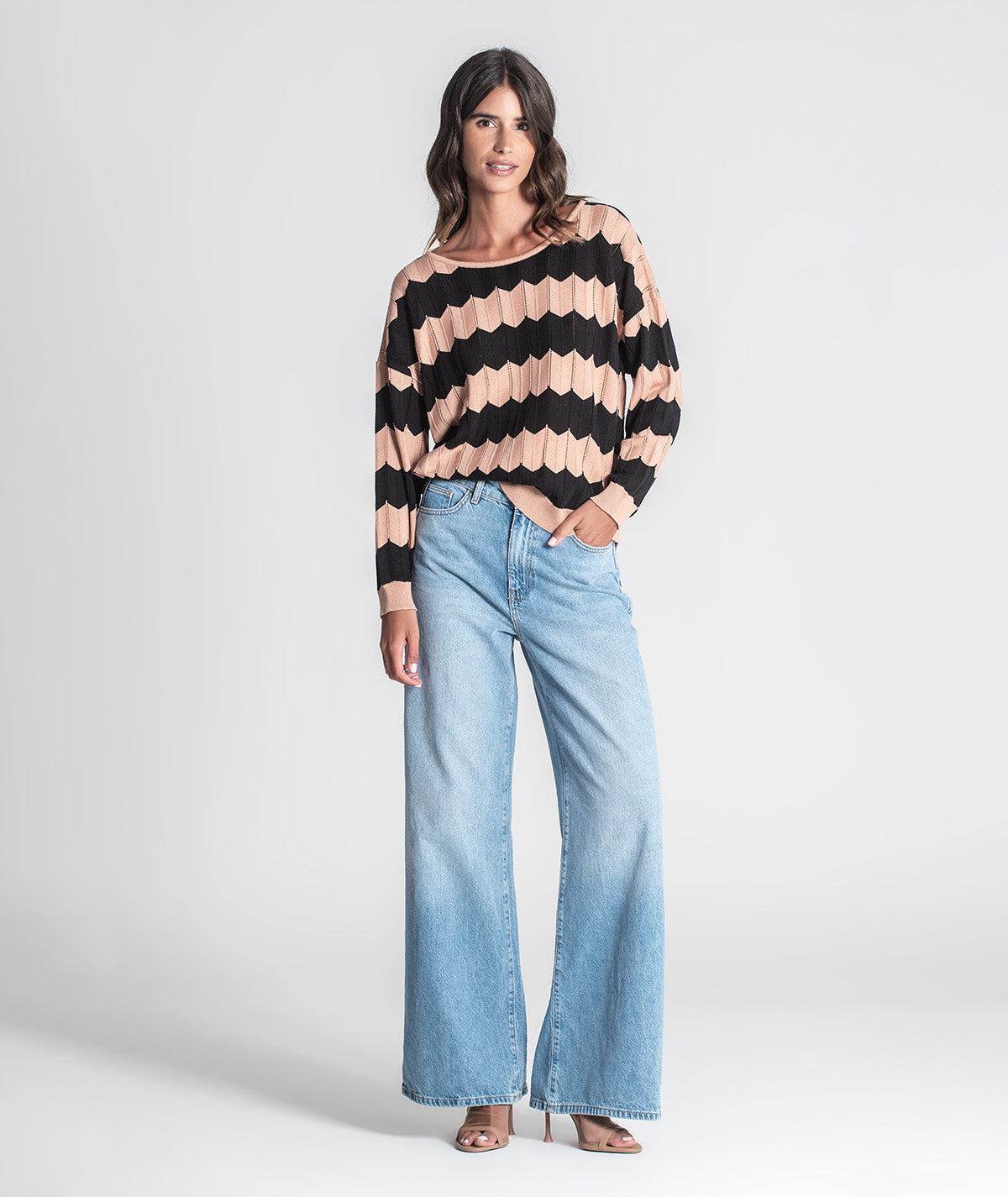 Camisola zigzag com perfurados 3382