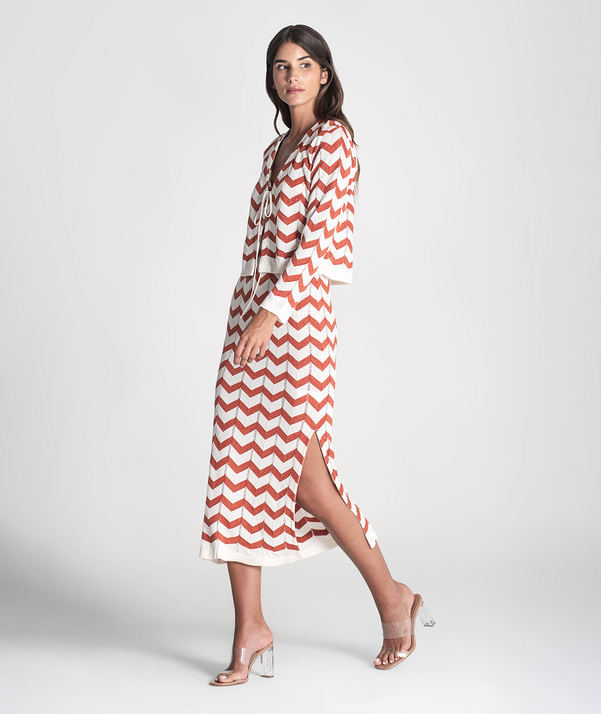 Casaco curto zigzag com brilho 3383