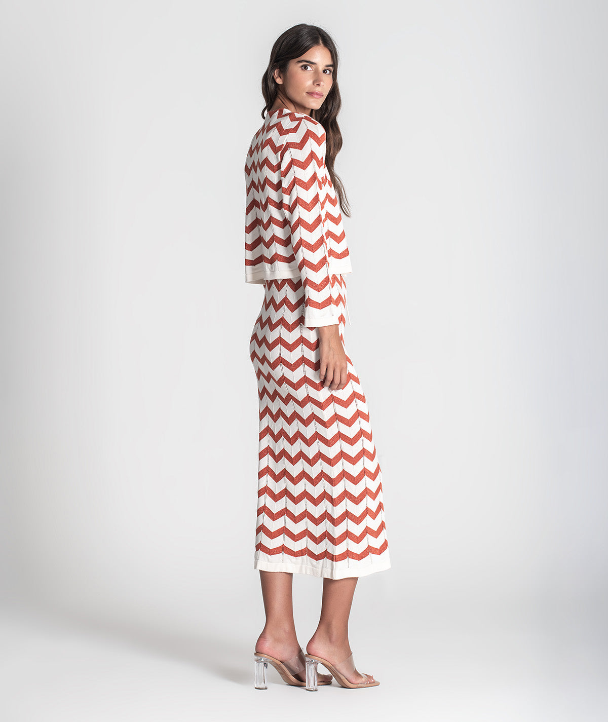 Casaco curto zigzag com brilho 3383