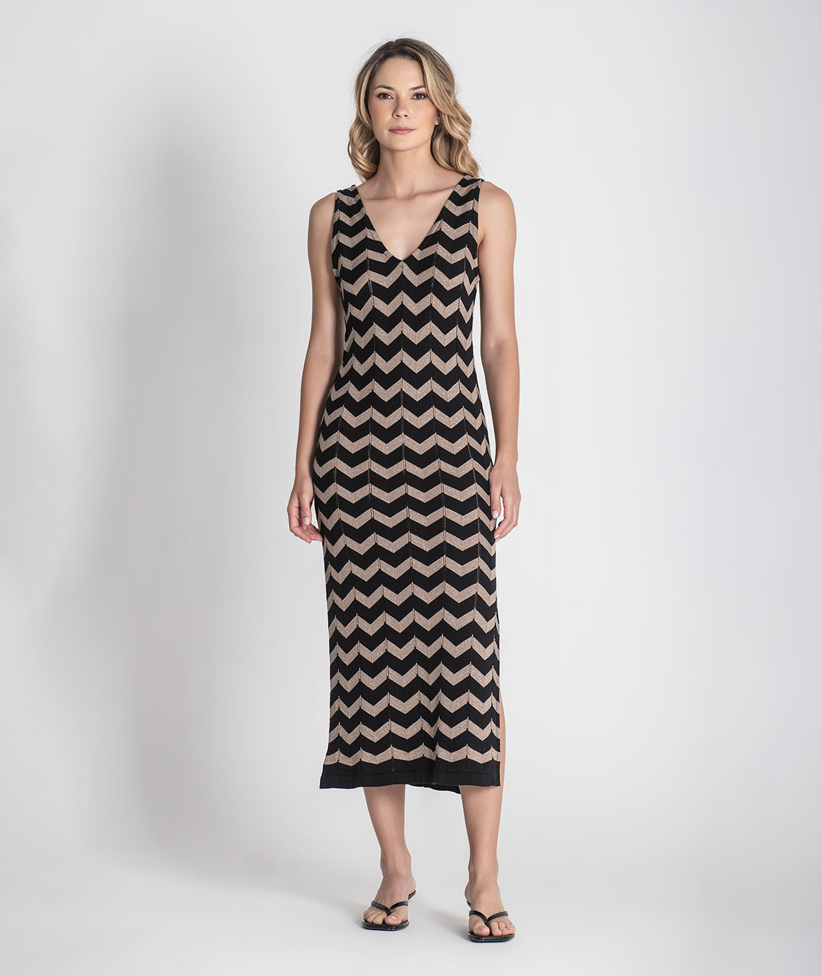 Vestido zigzag com brilho 3384
