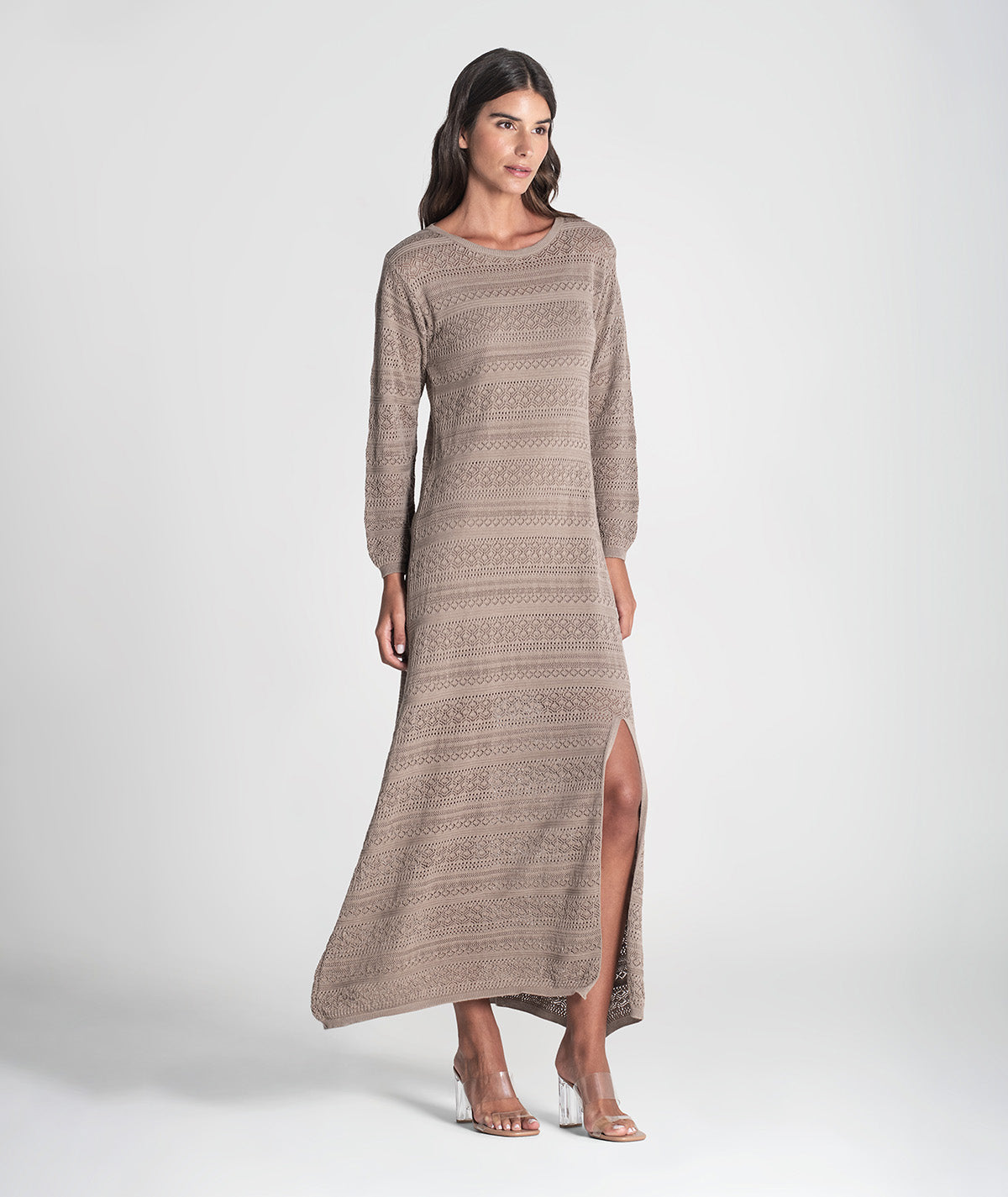 Vestido comprido perfurado 3390
