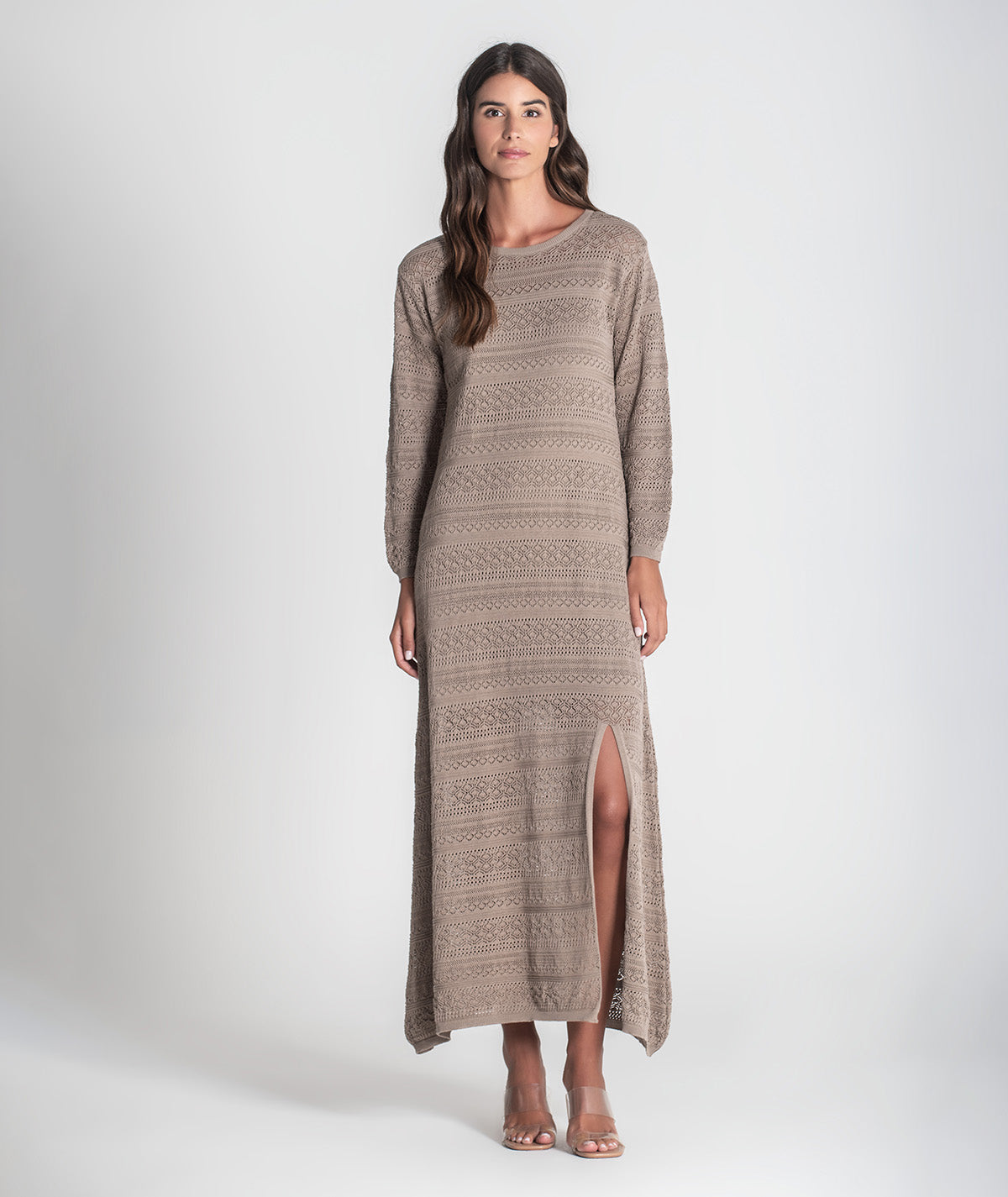 Vestido comprido perfurado 3390