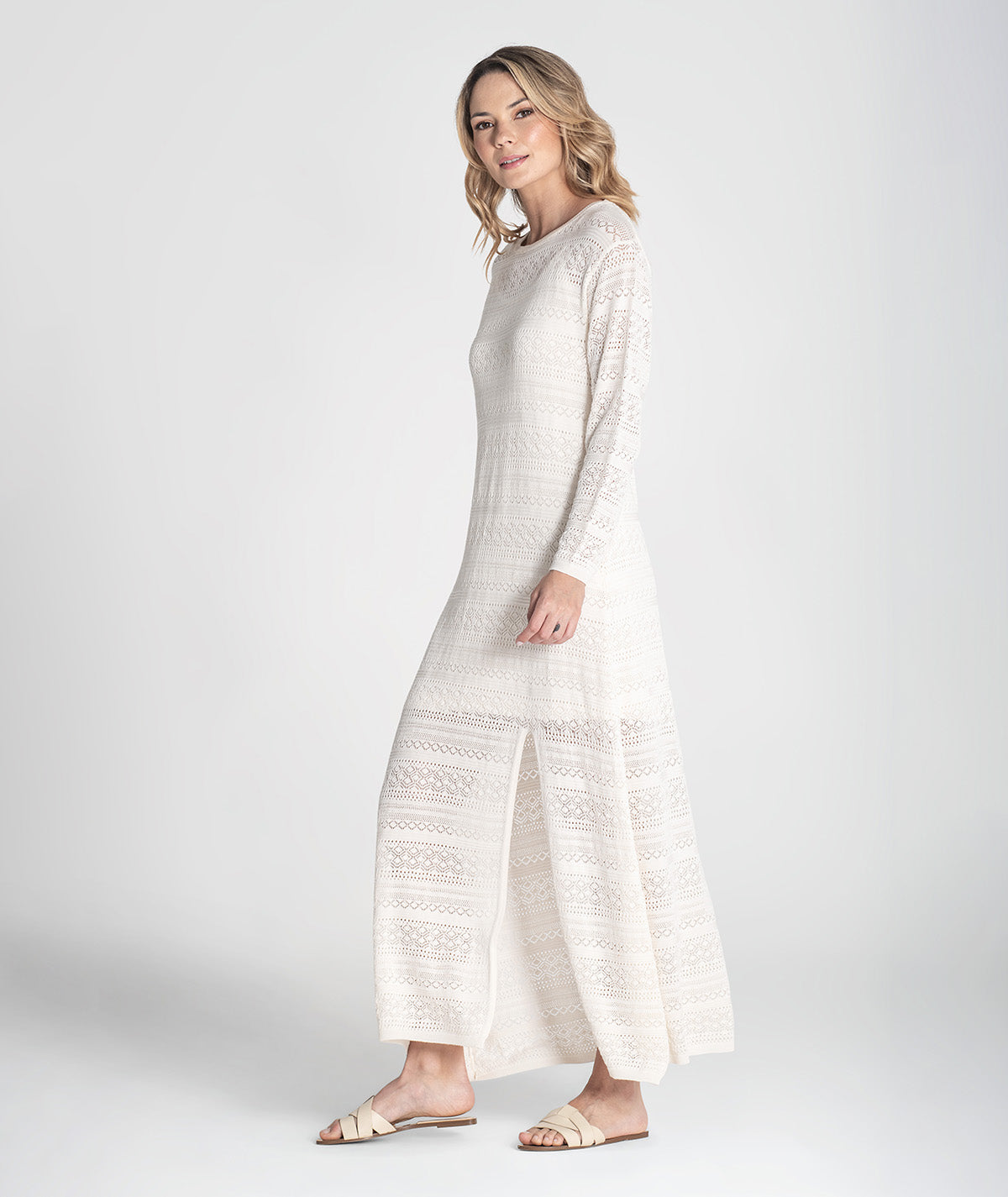 Vestido comprido perfurado 3390