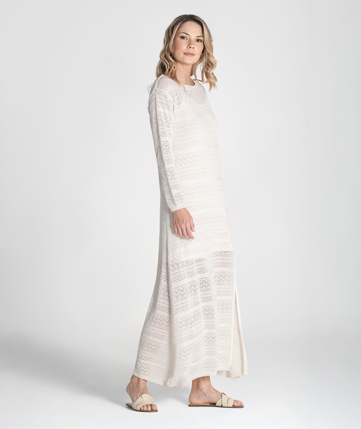 Vestido comprido perfurado 3390