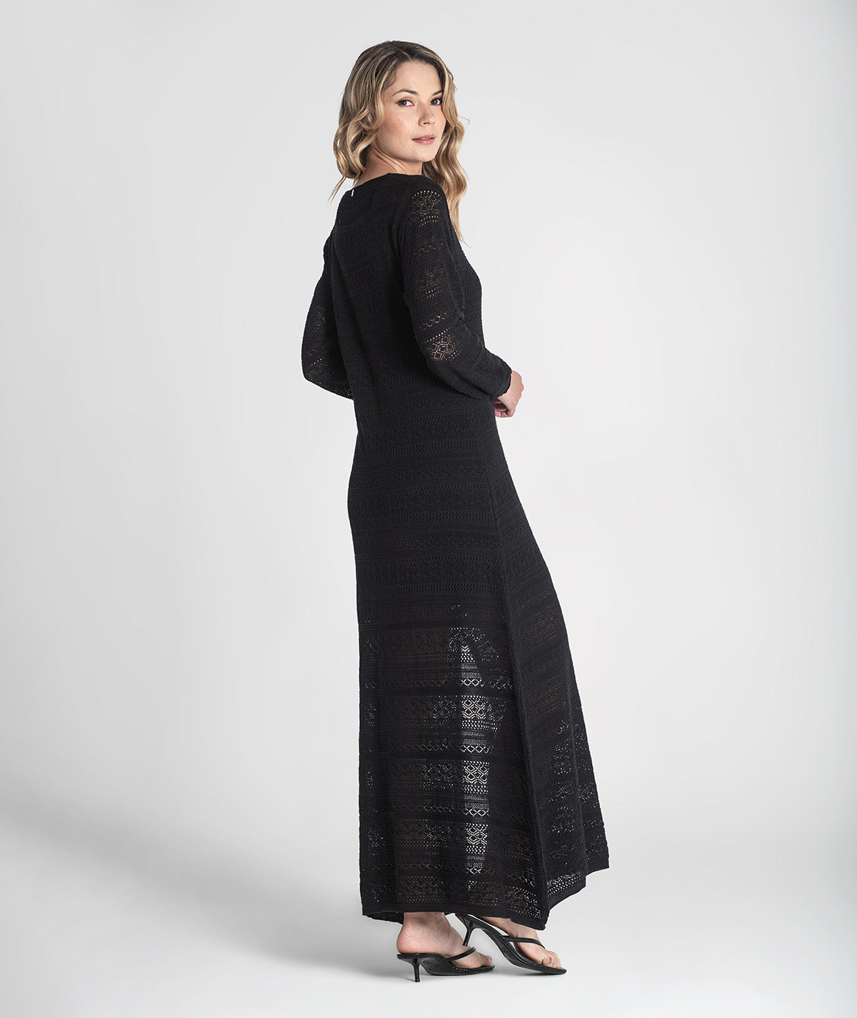 Vestido comprido perfurado 3390
