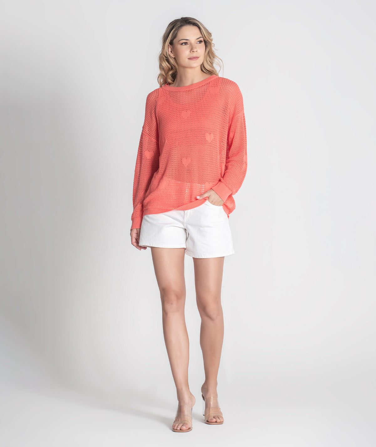 Camisola perfurada corações 3399