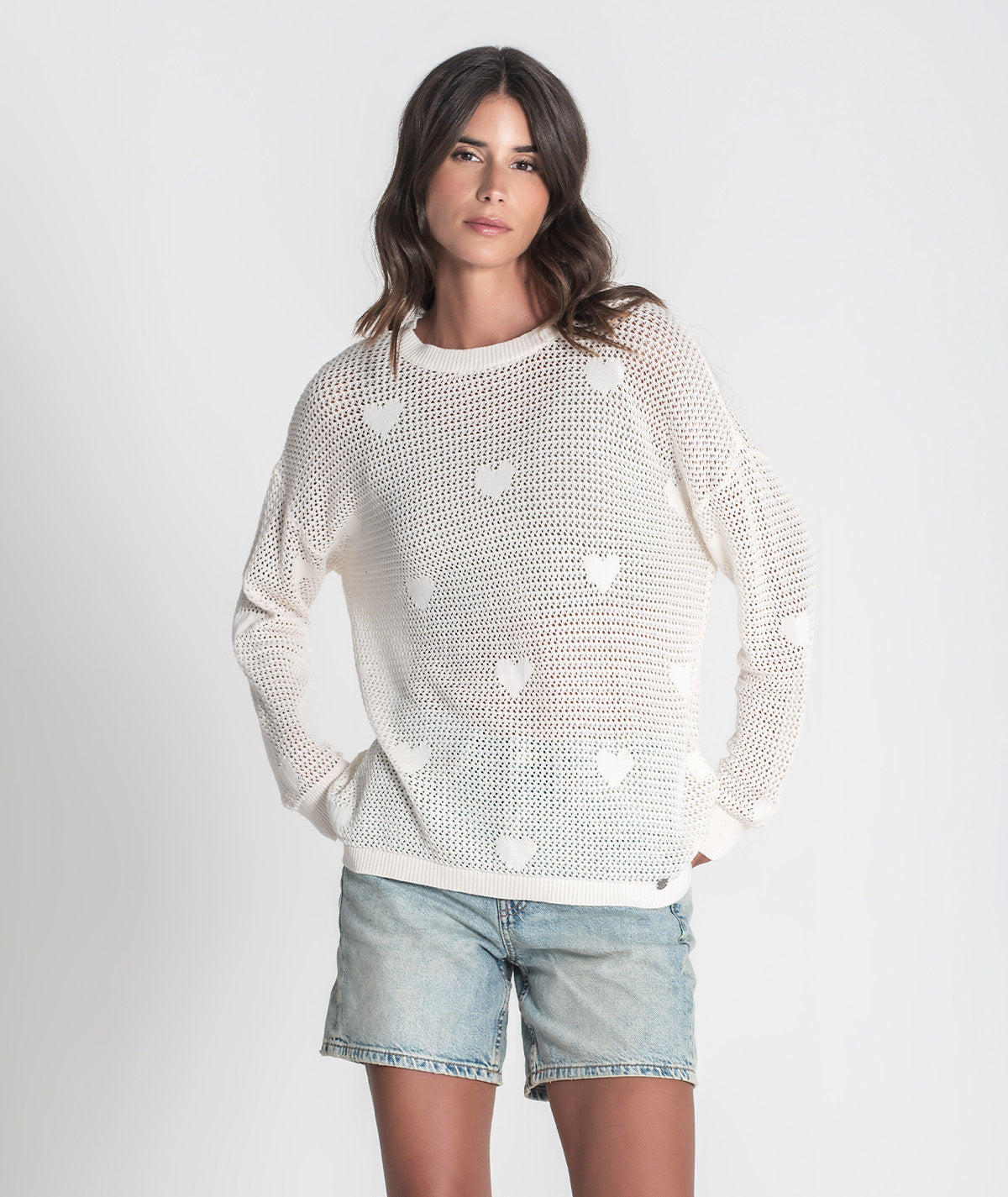 Camisola perfurada corações 3399