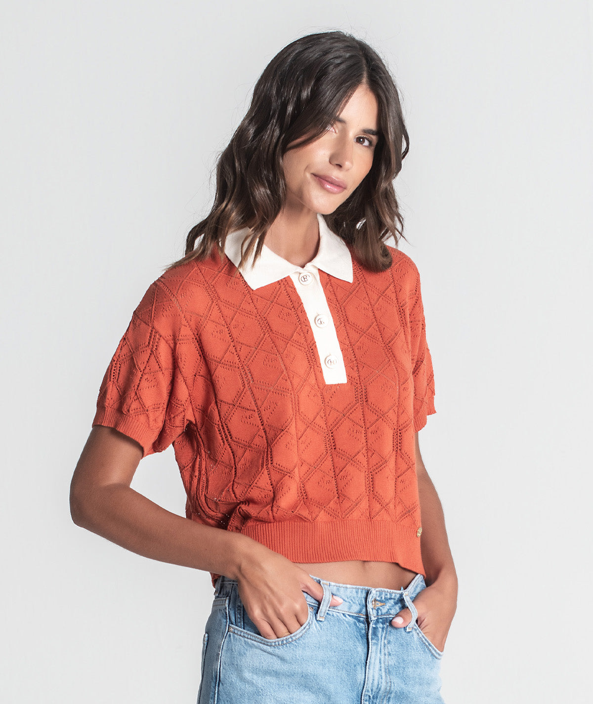 Camisola polo perfurada 3400